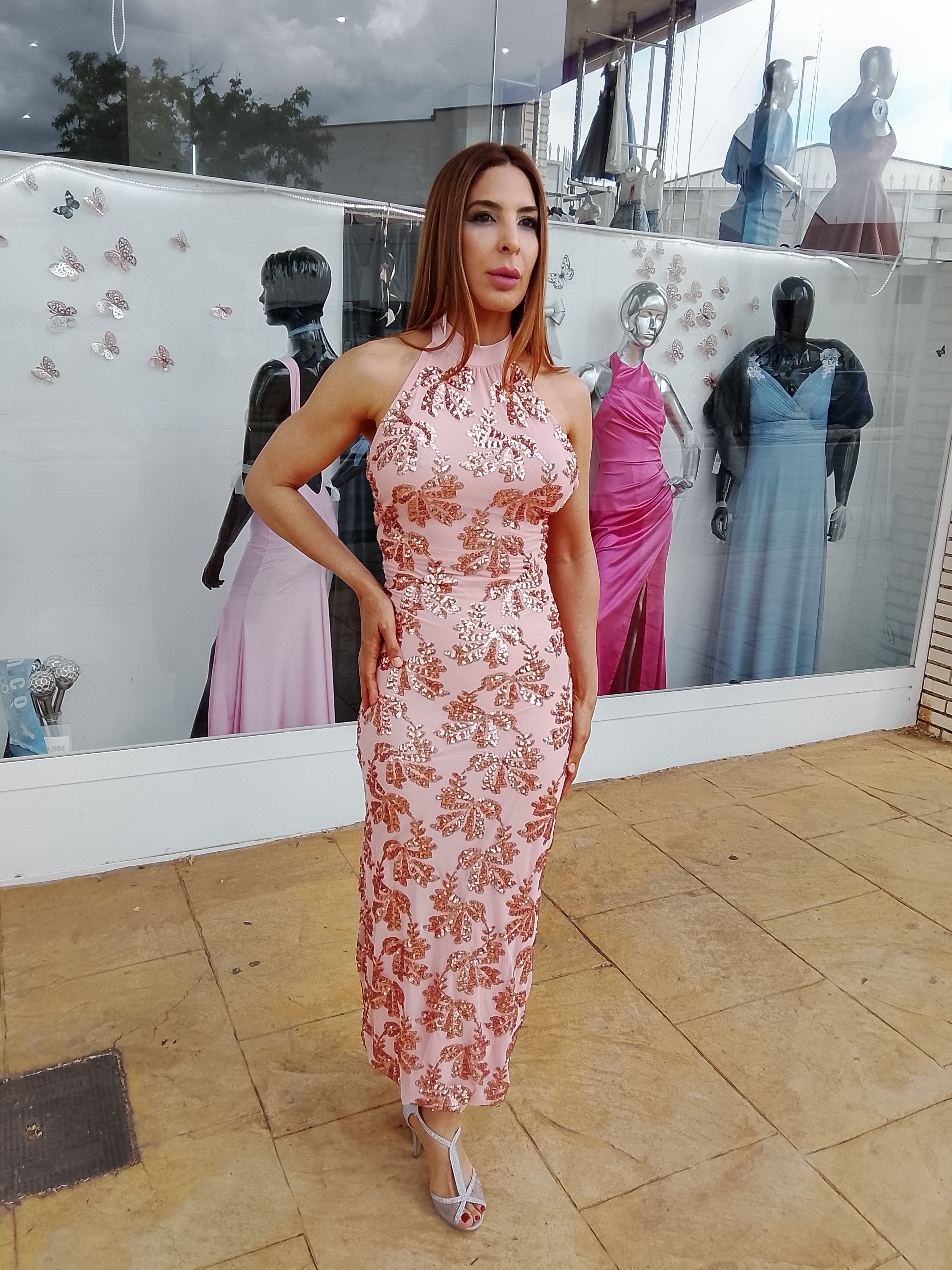 Vestido largo Agatha rosa