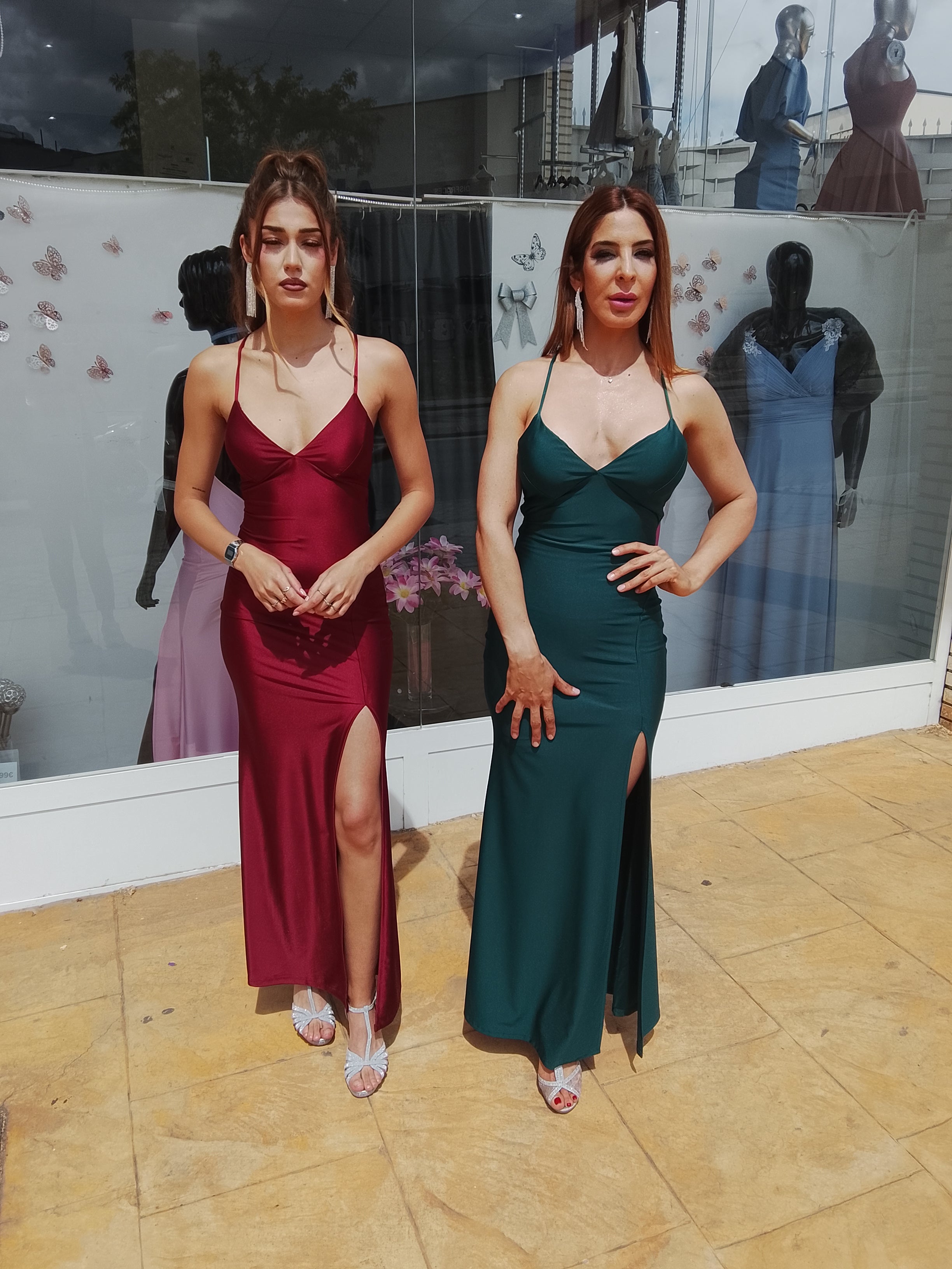 Vestido largo Noa burdeos
