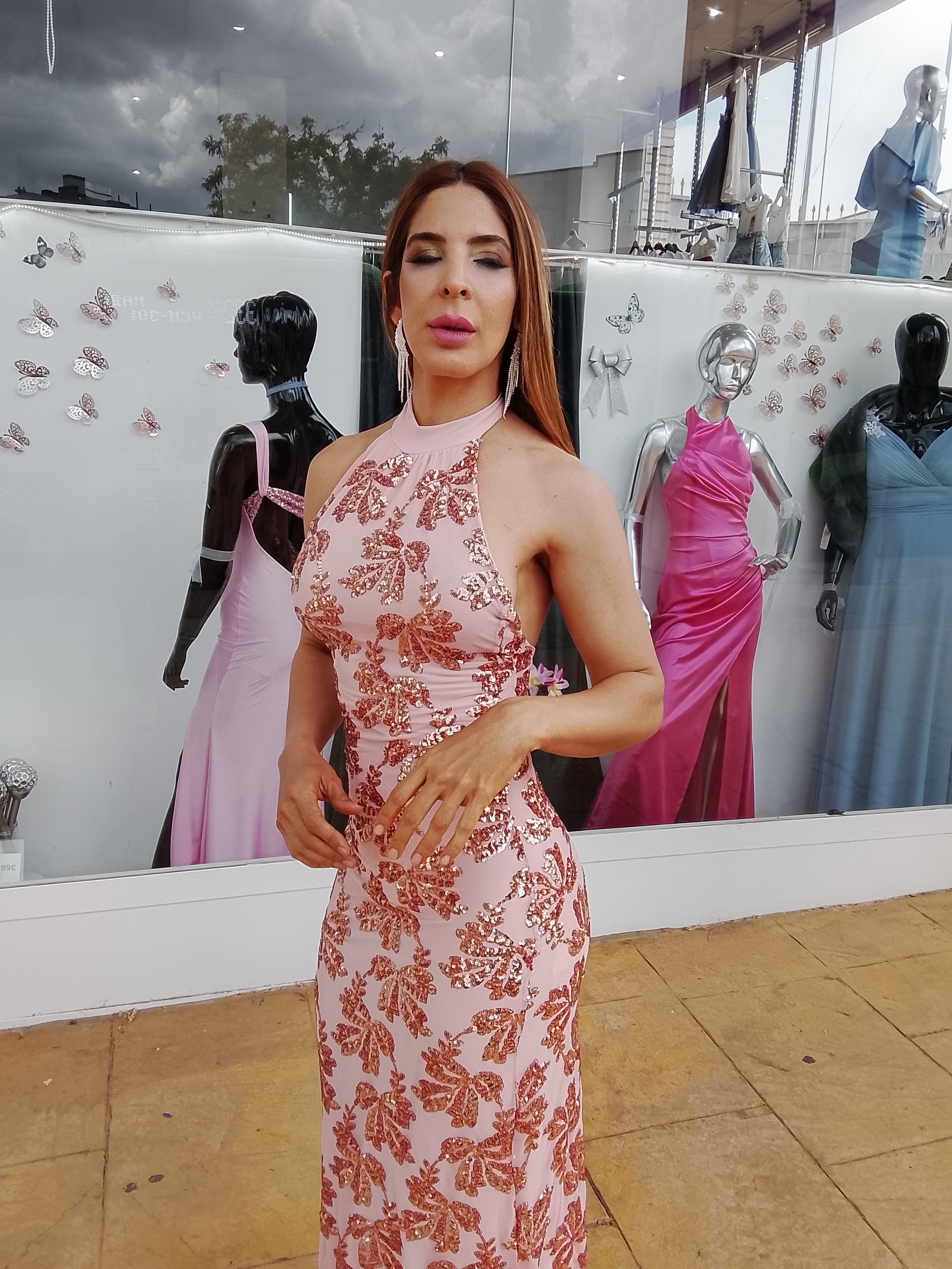 Vestido largo Agatha rosa