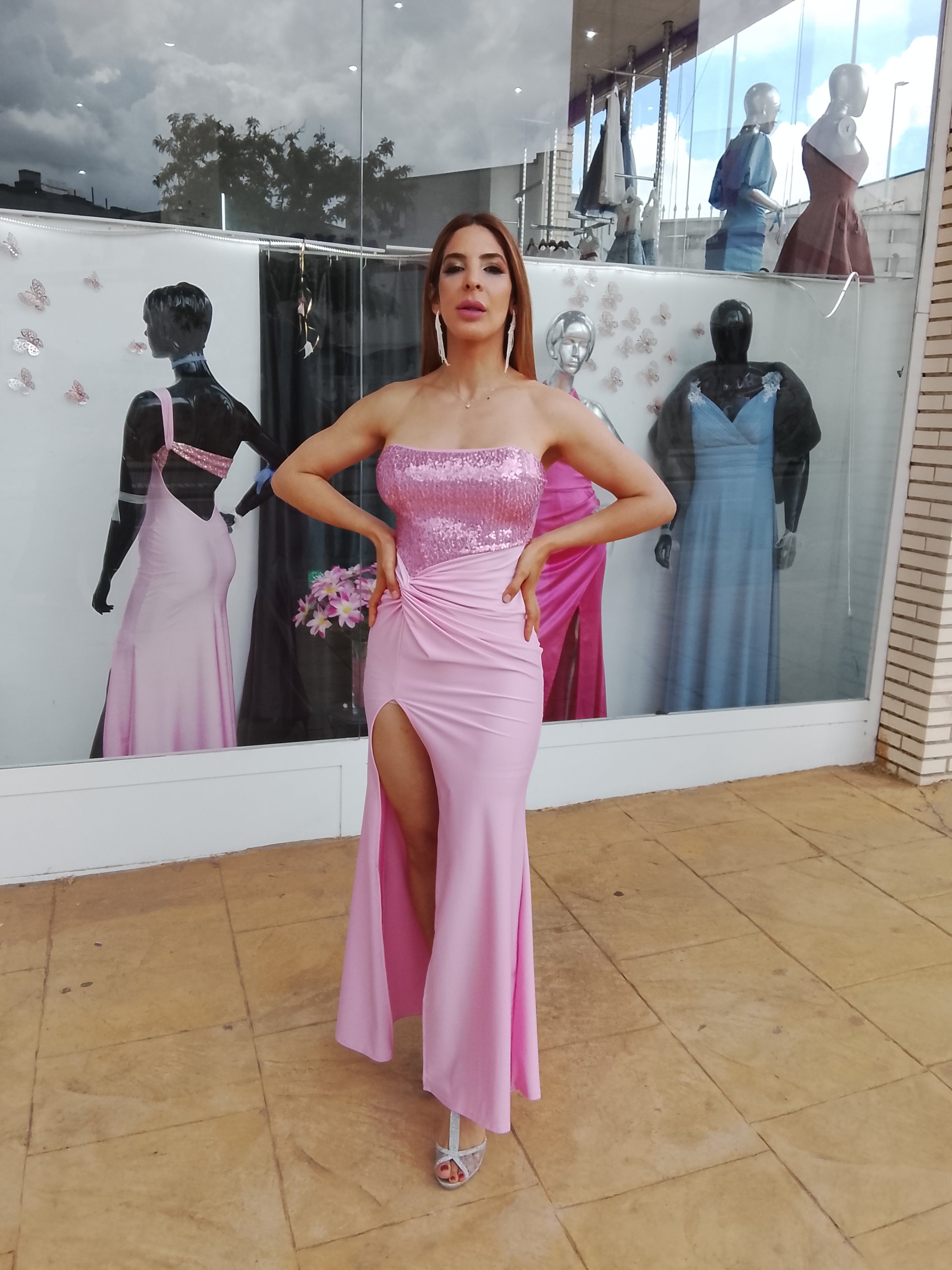 Vestido largo Veroh rosa