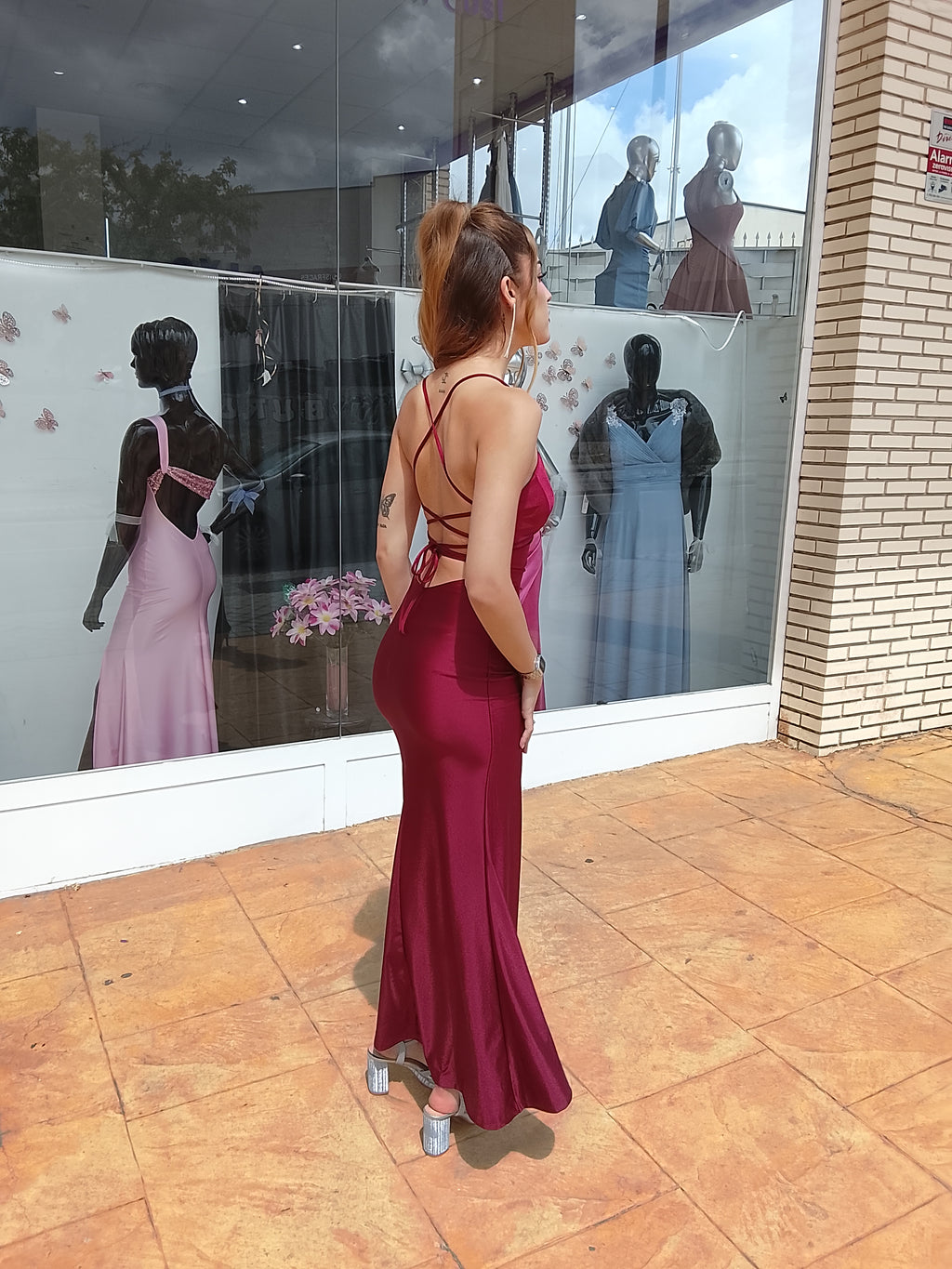 Vestido largo Noa burdeos