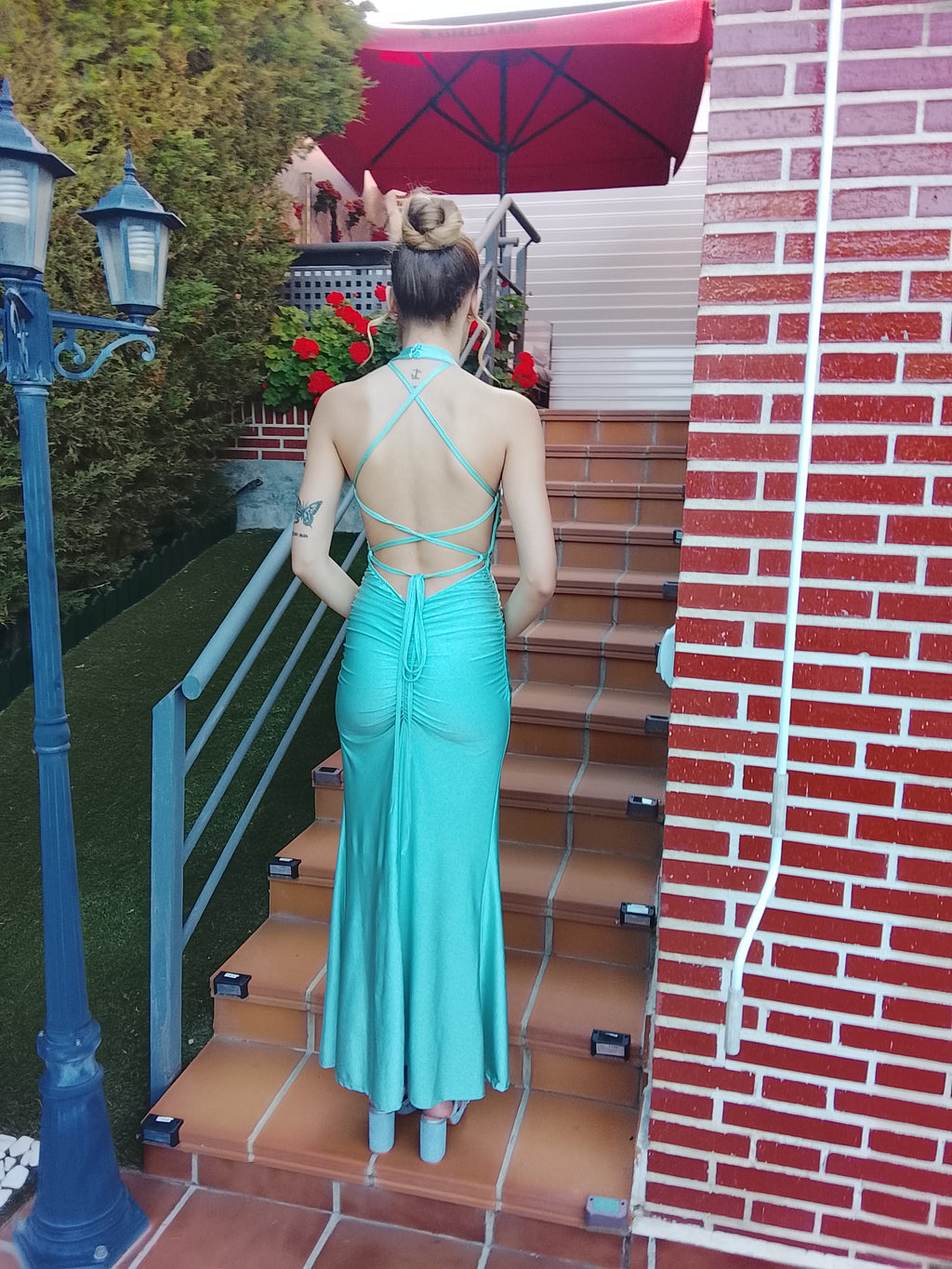 Vestido largo Uxía  Menta