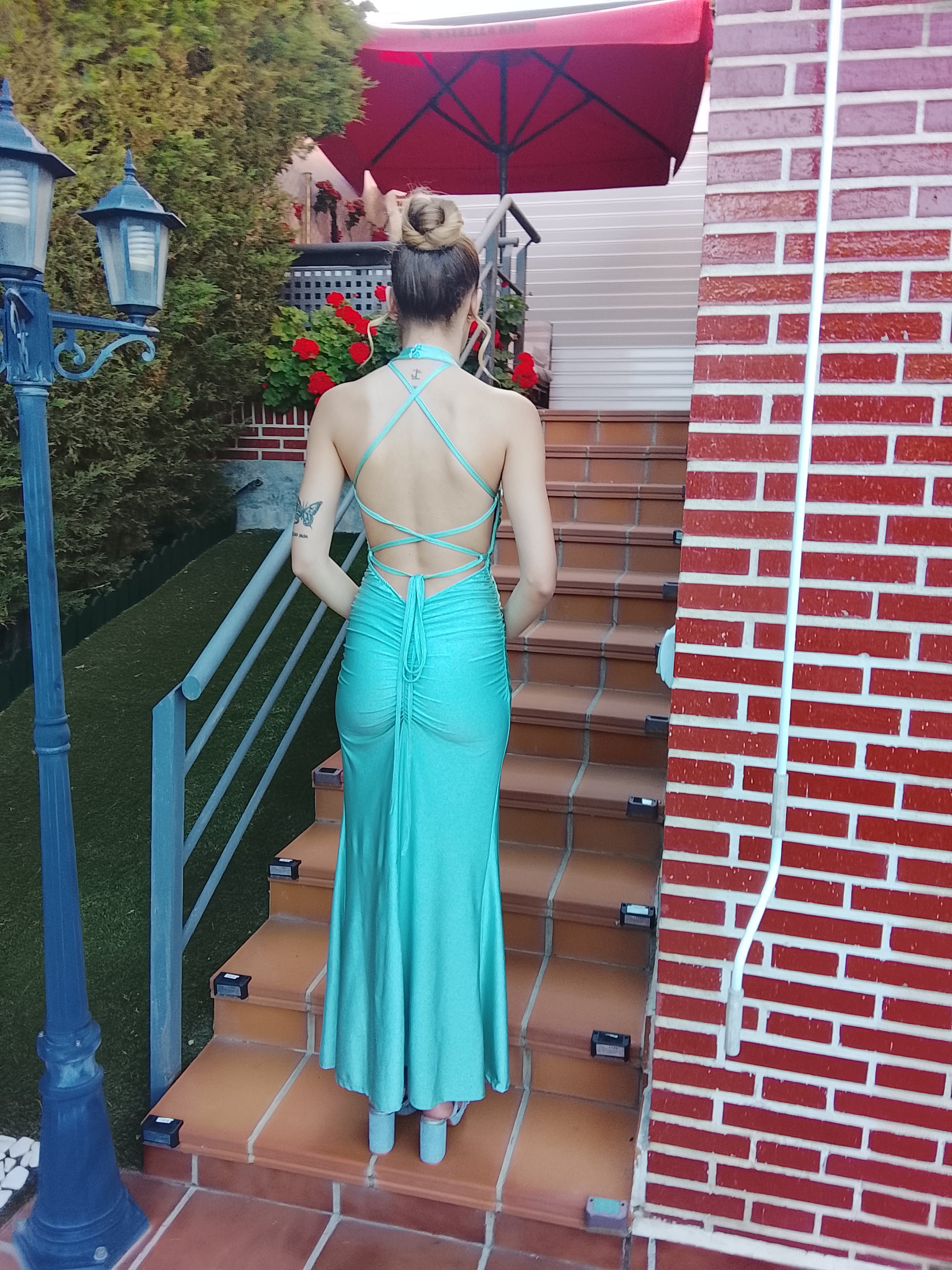 Vestido largo Uxía  Menta