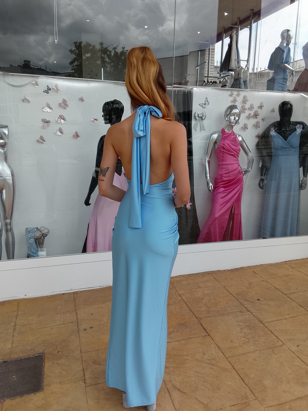 Vestido largo Gisela celeste