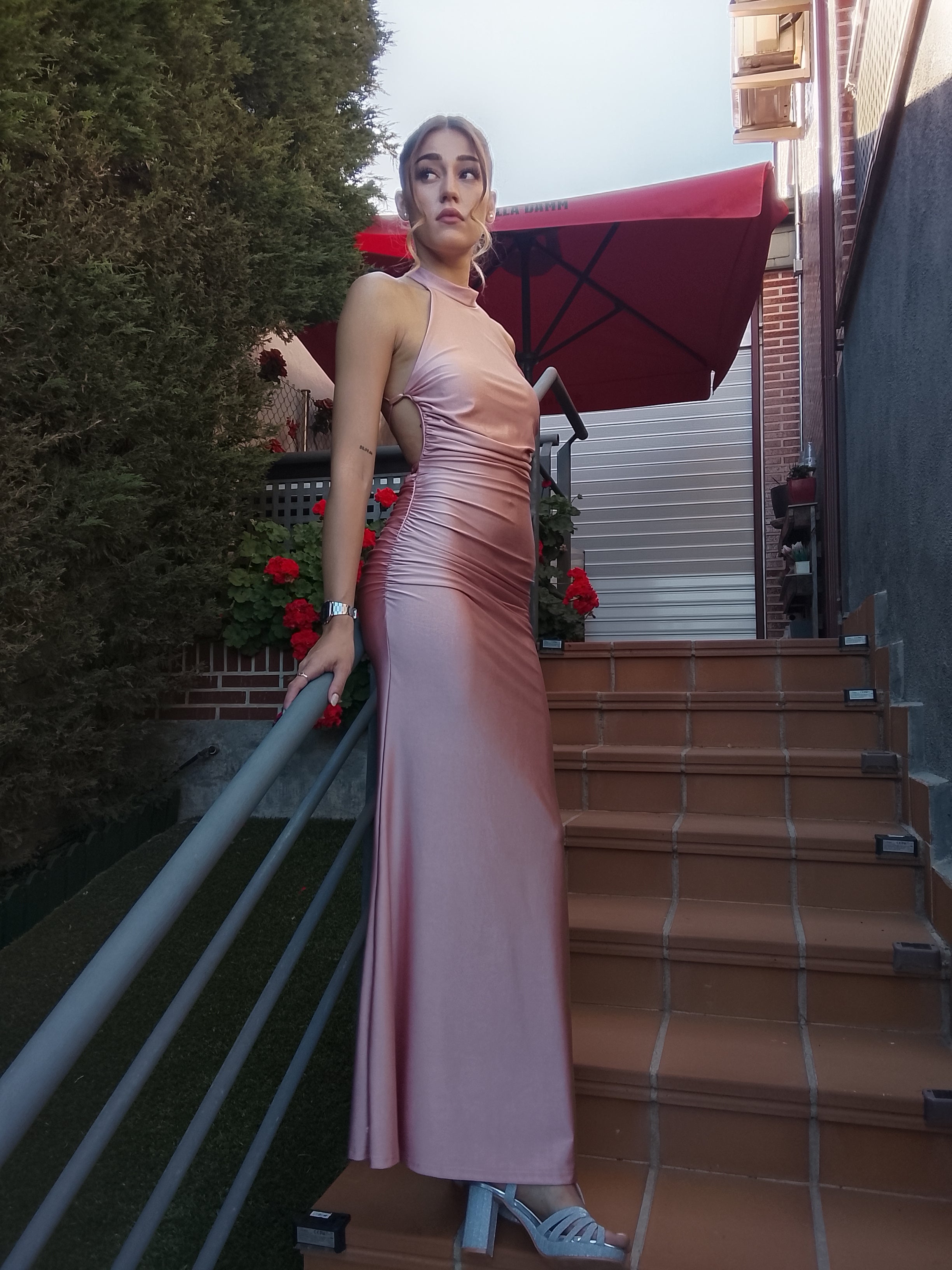 Vestido largo Uxía Rosa