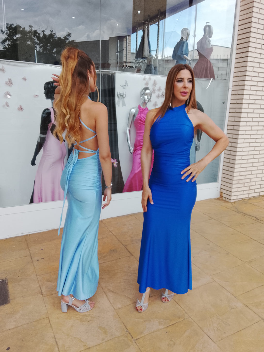 Vestido largo Uxía celeste