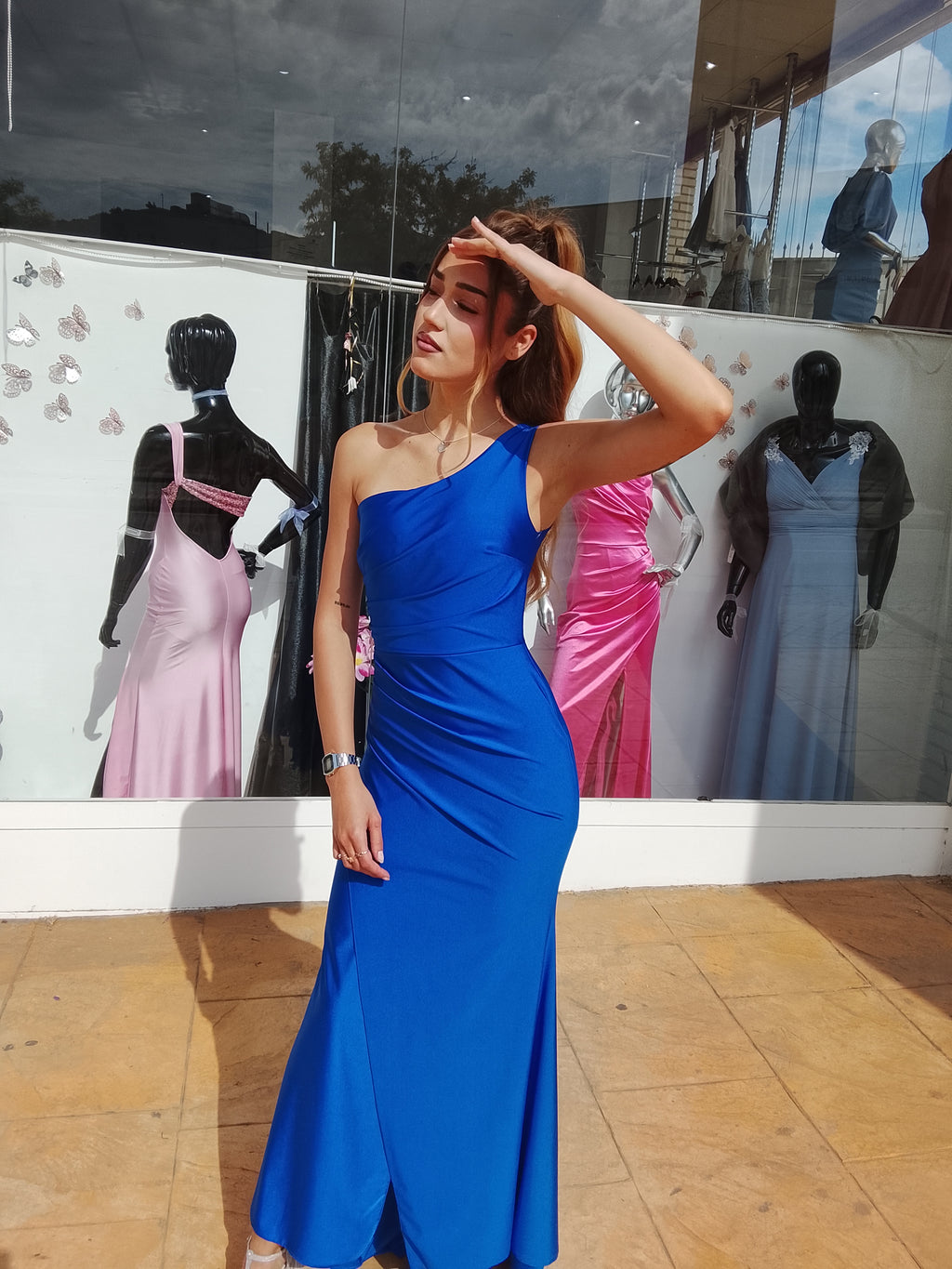 Vestido largo Minerva azulón