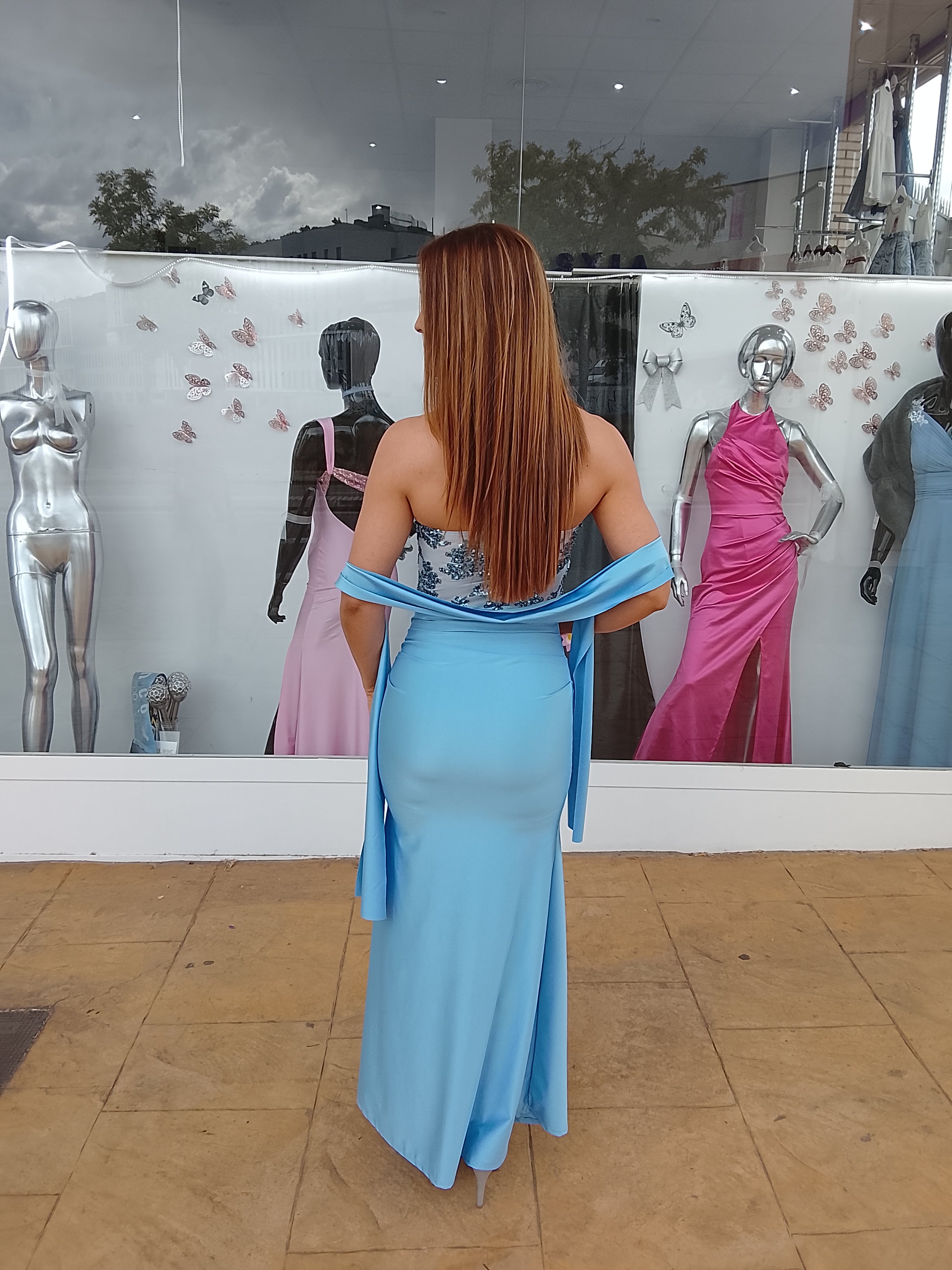 Vestido largo Sicilia celeste y + colores