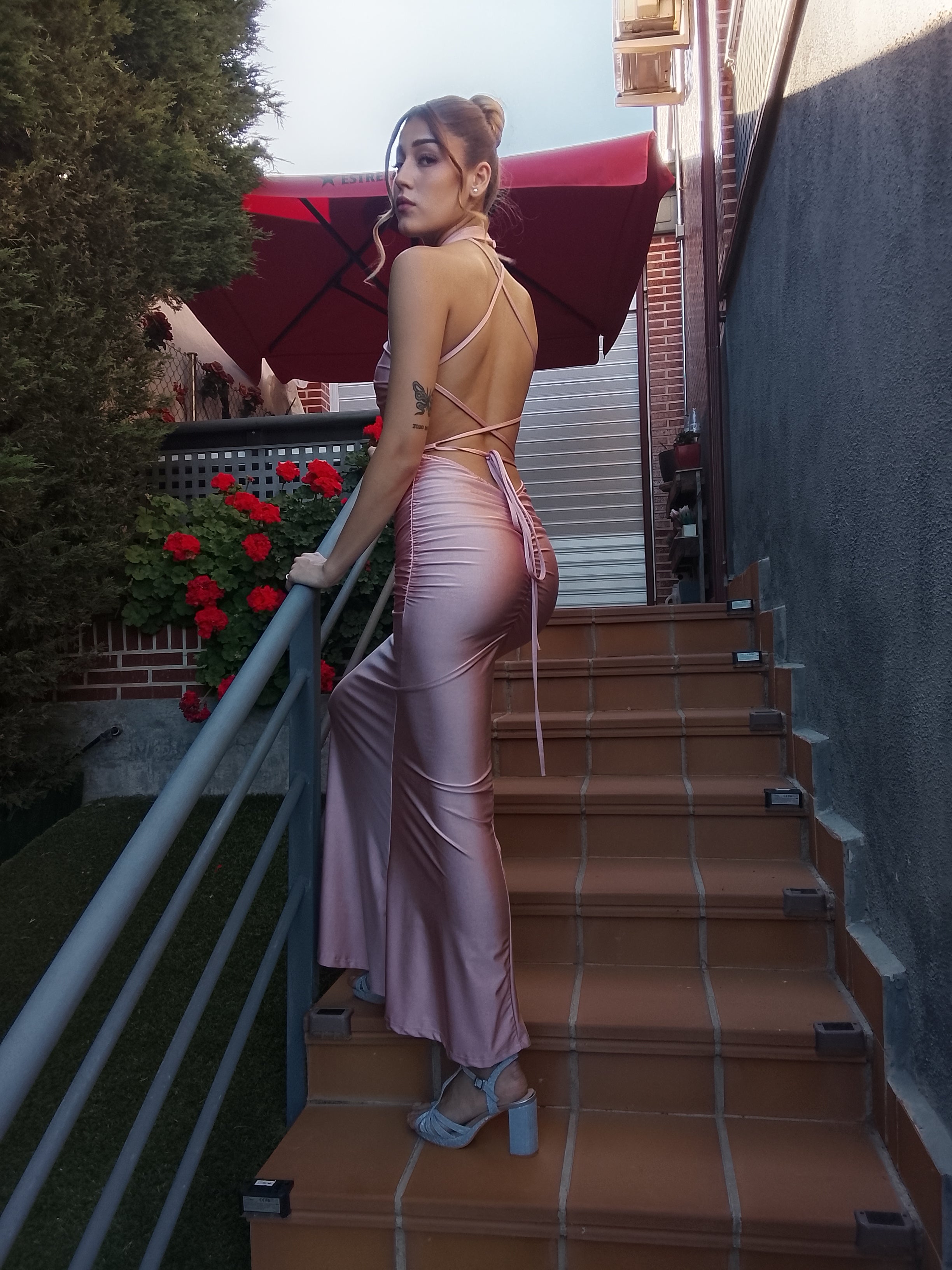 Vestido largo Uxía Rosa