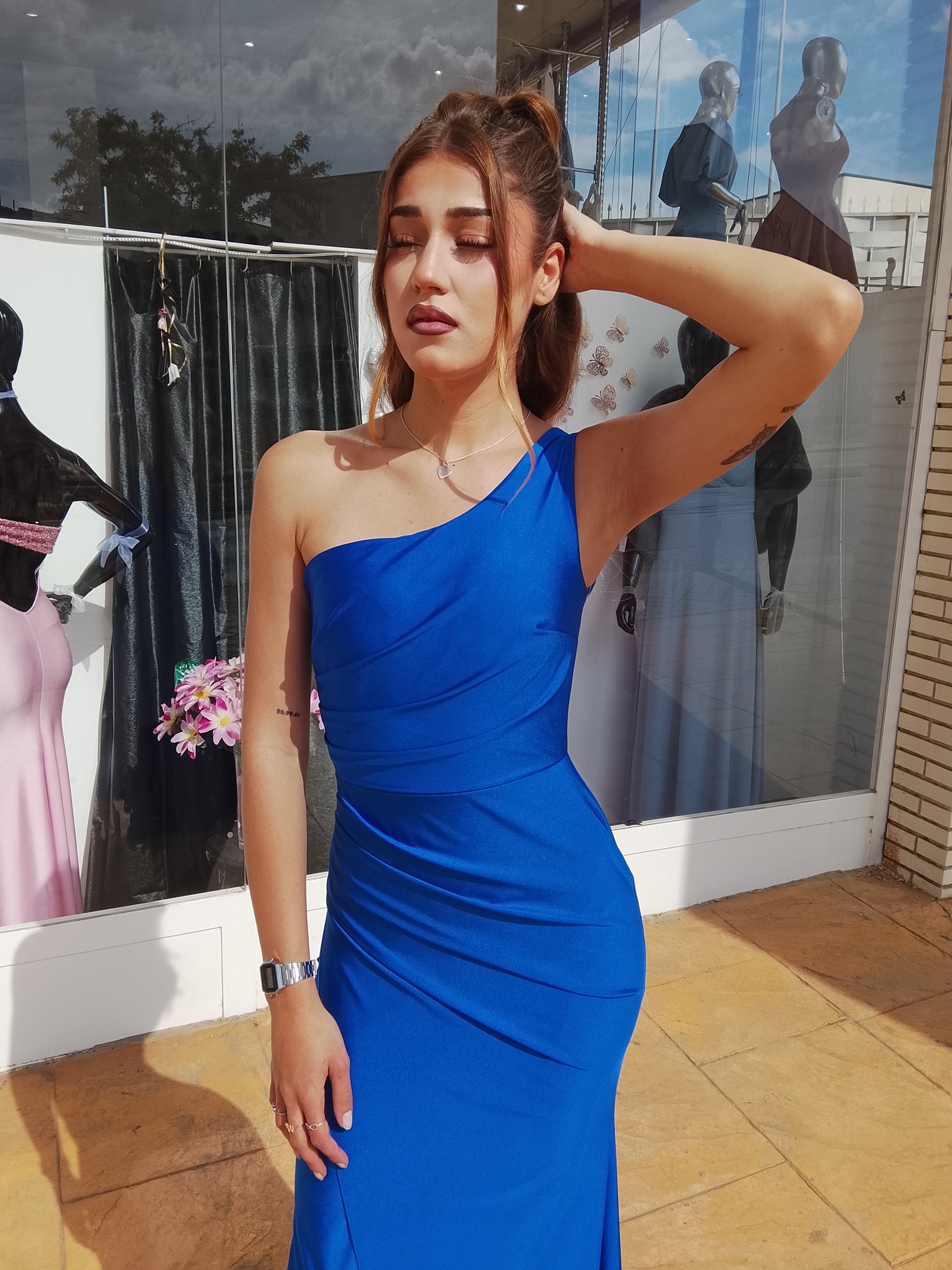 Vestido largo Minerva azulón