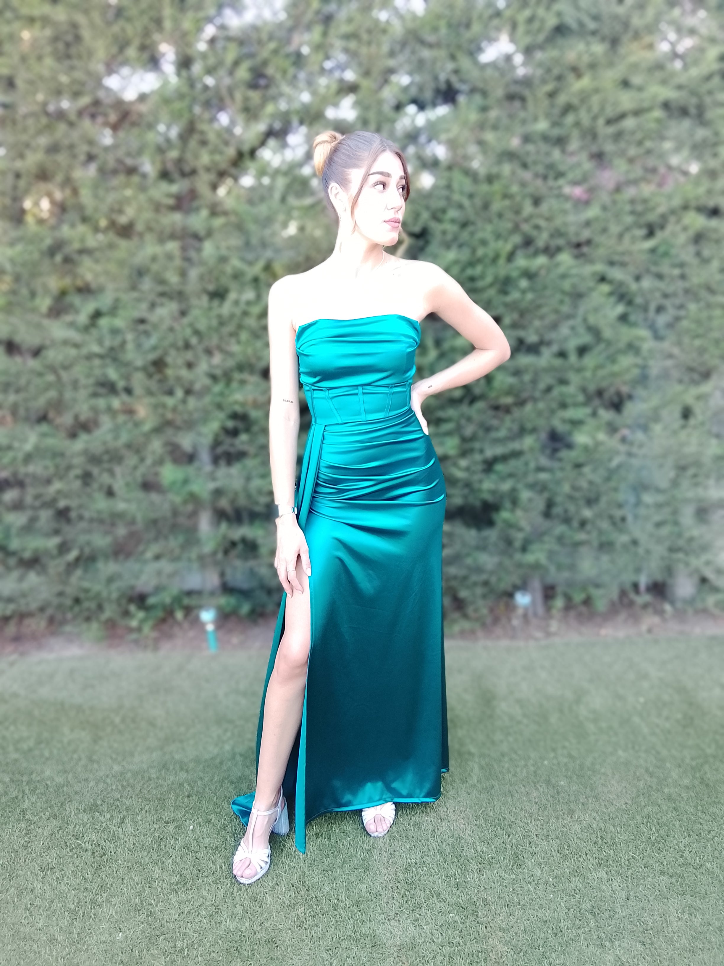Vestido largo Dafne petróleo