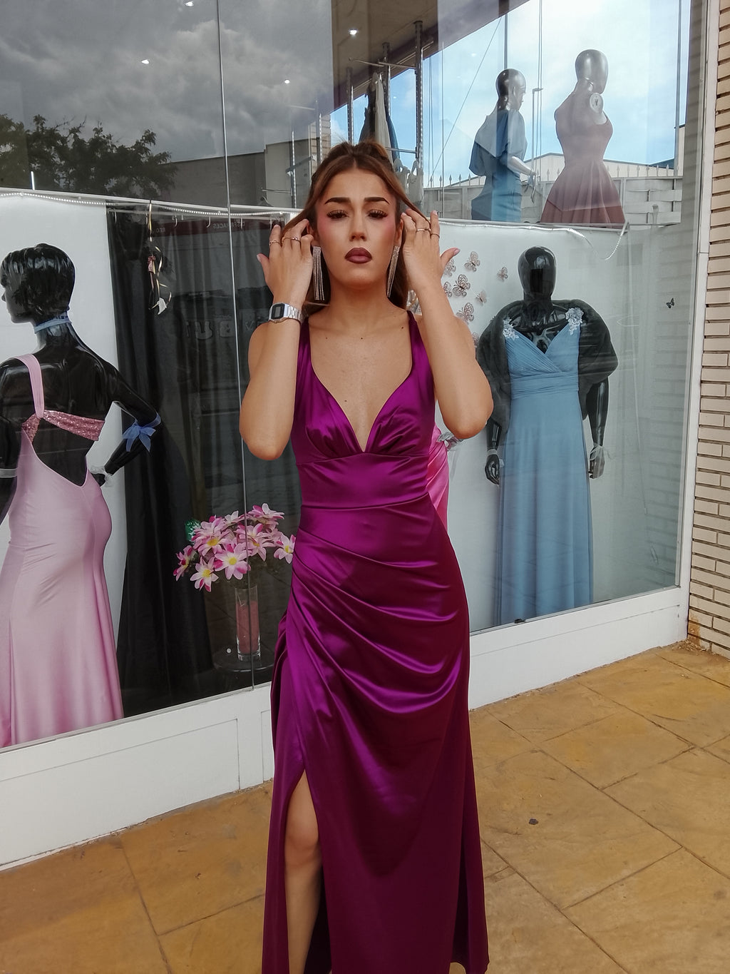 Vestido largo Jay cereza
