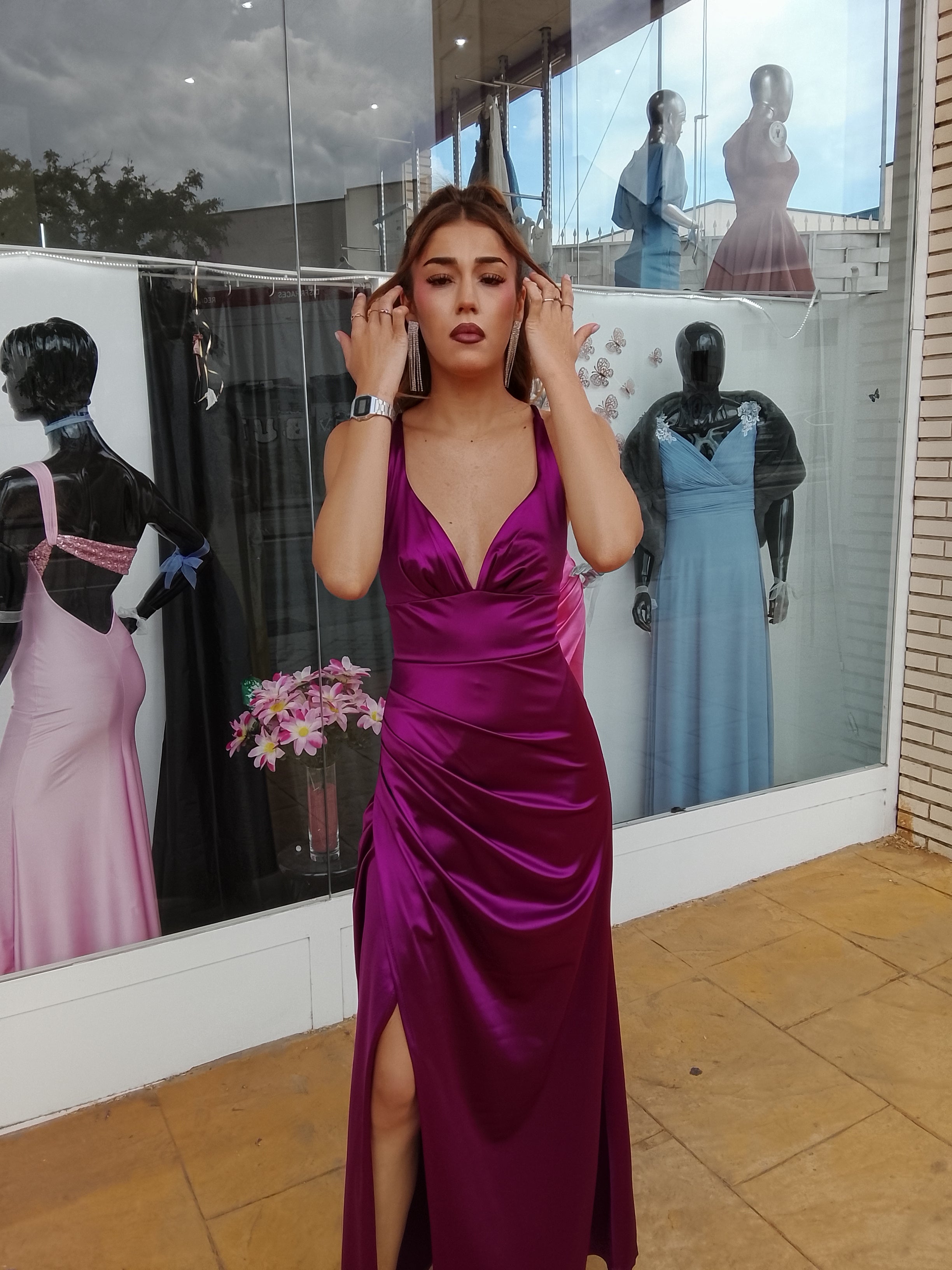 Vestido largo Jay cereza