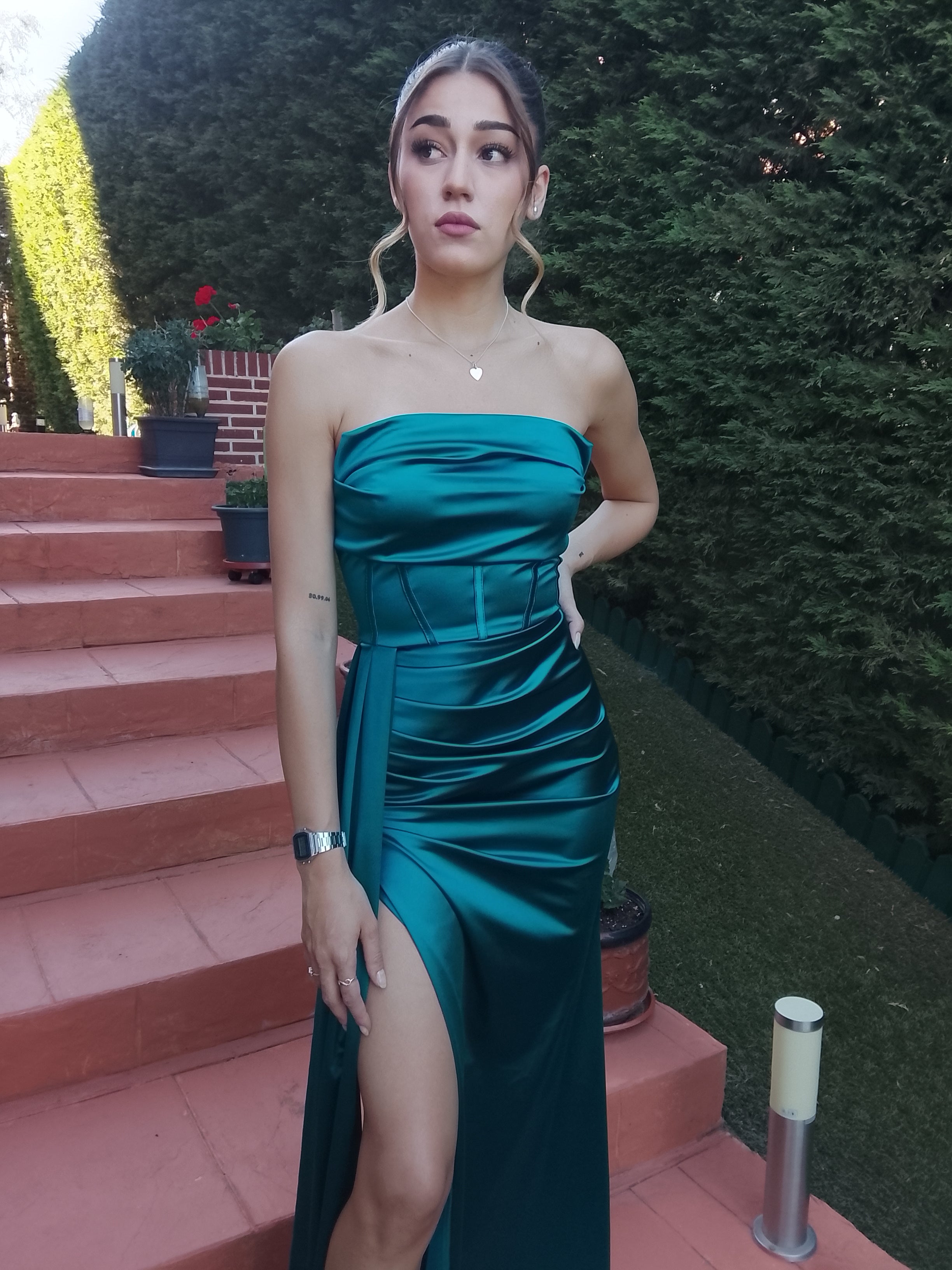 Vestido largo Dafne petróleo