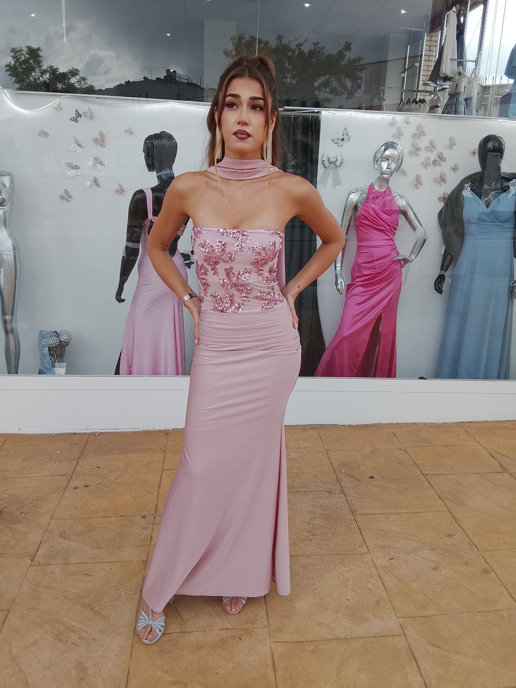 Vestido largo Sicilia Rosa