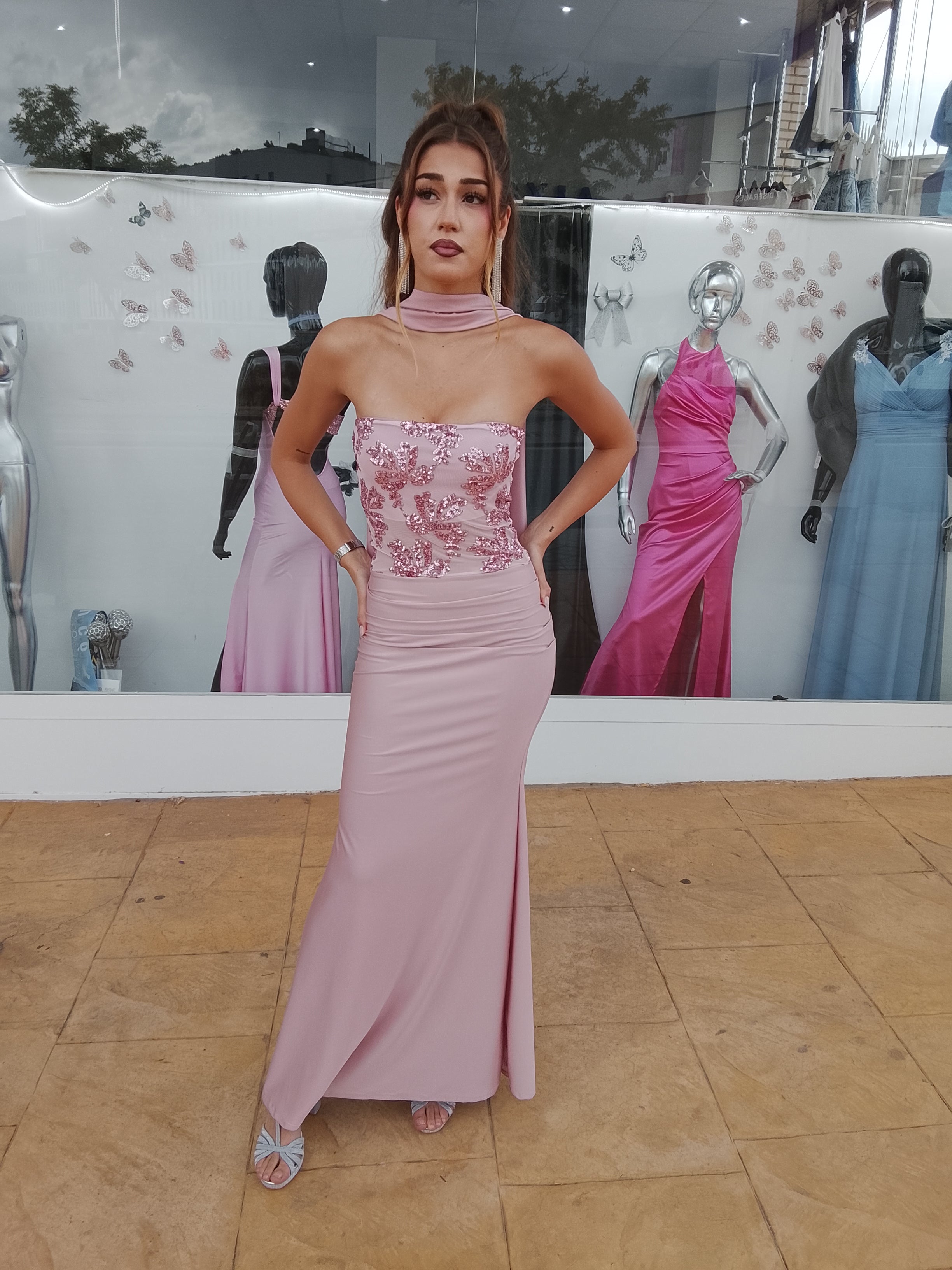 Vestido largo Sicilia Rosa