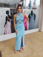 Vestido largo Gisela celeste