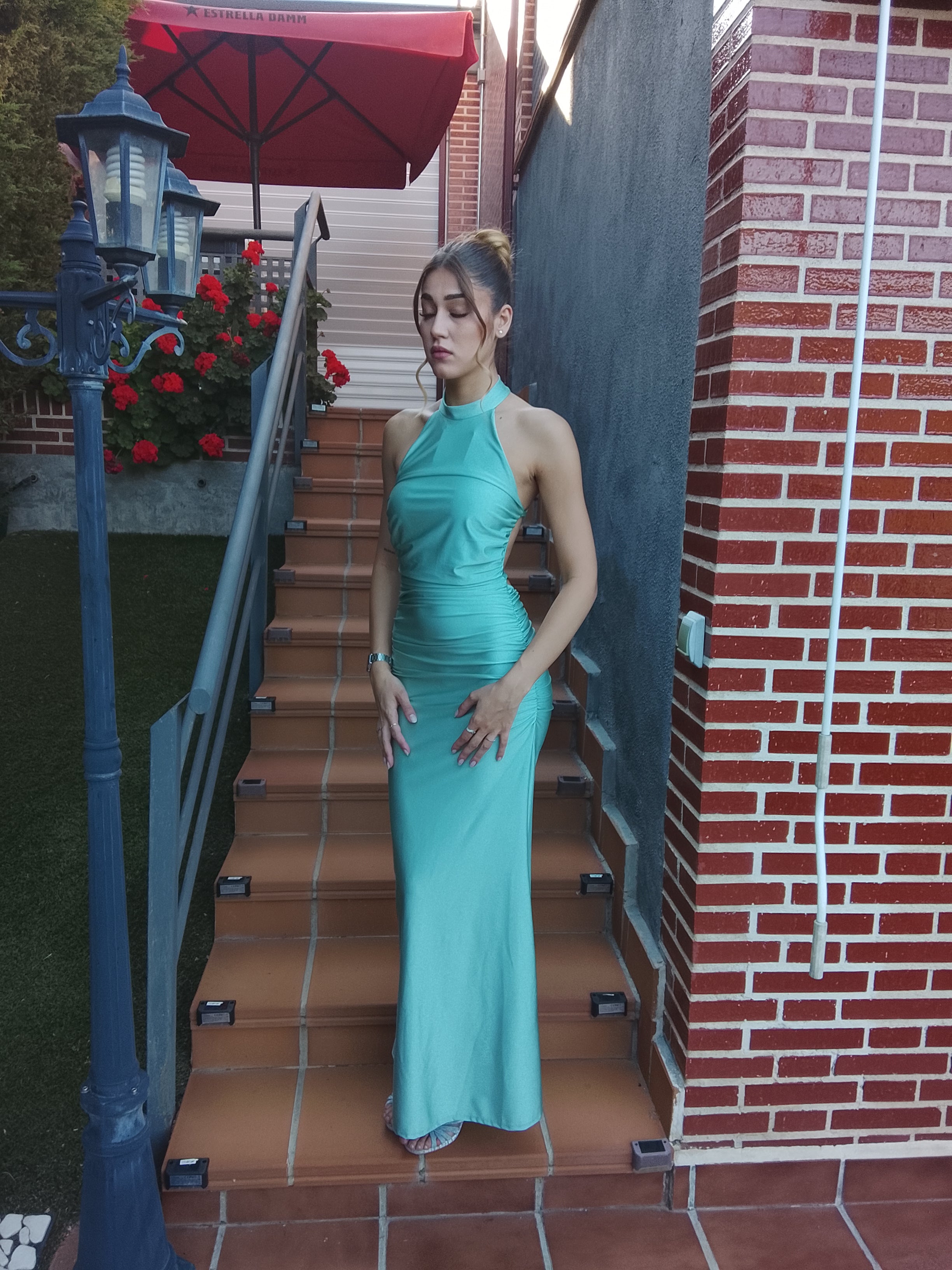 Vestido largo Uxía  Menta