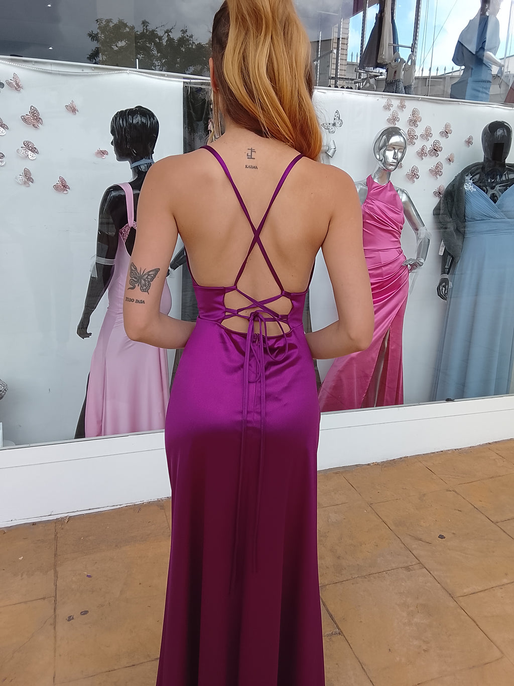 Vestido largo Jay cereza
