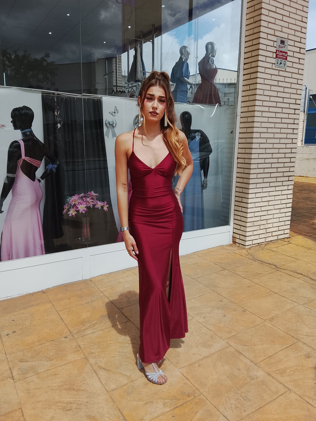 Vestido largo Noa burdeos