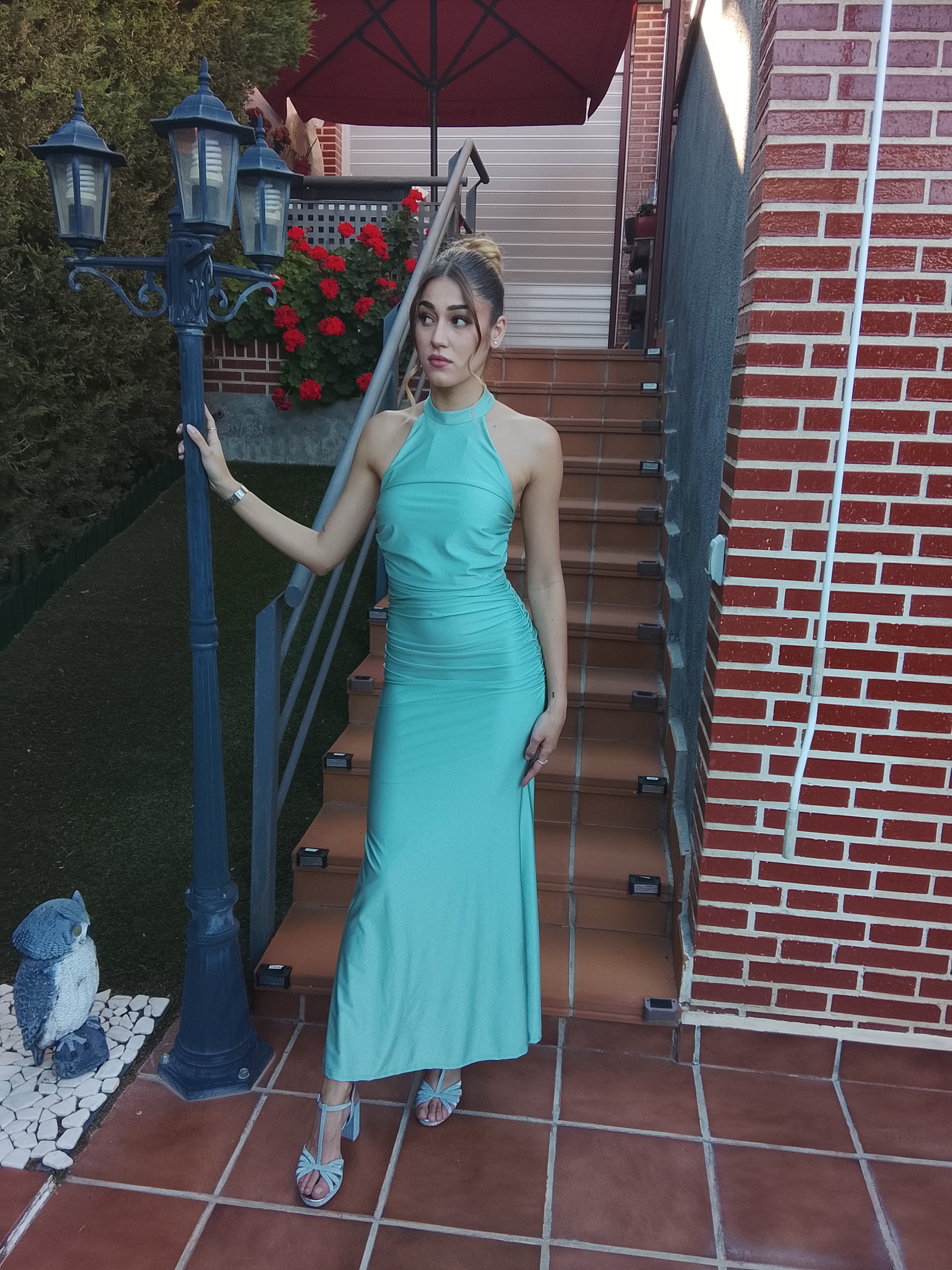 Vestido largo Uxía  Menta
