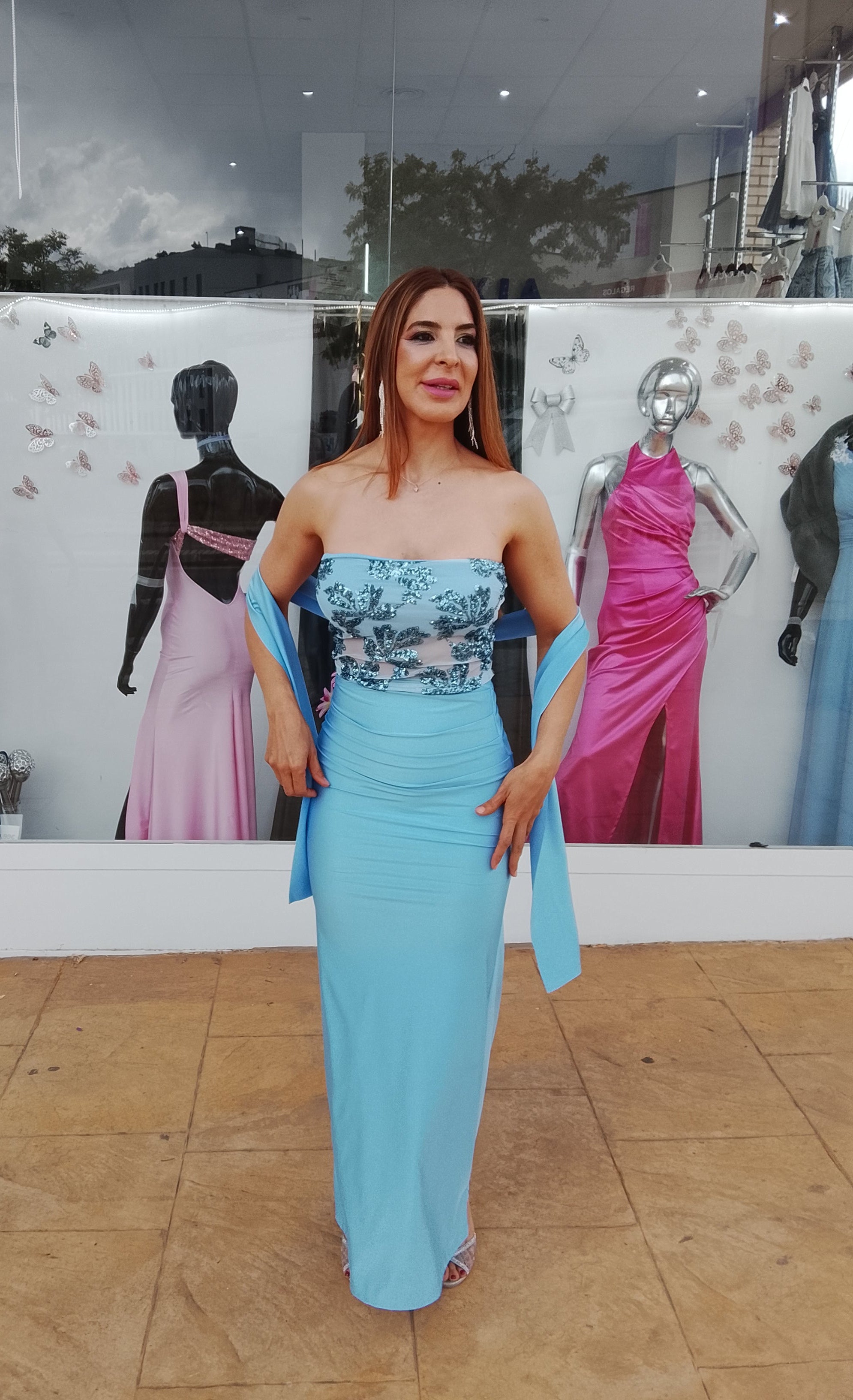 Vestido largo Sicilia celeste y + colores