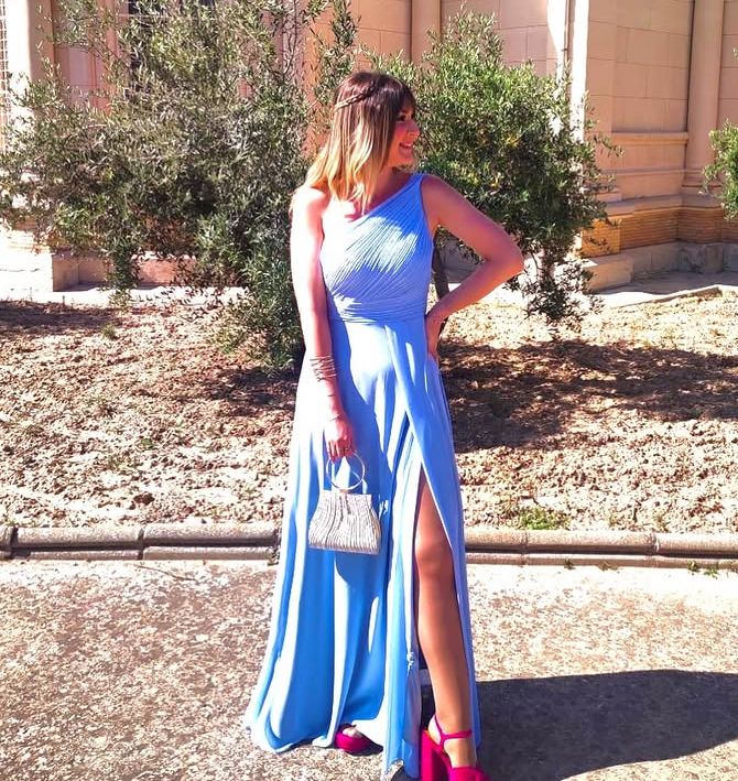 Vestido largo Ithaisa Air celeste