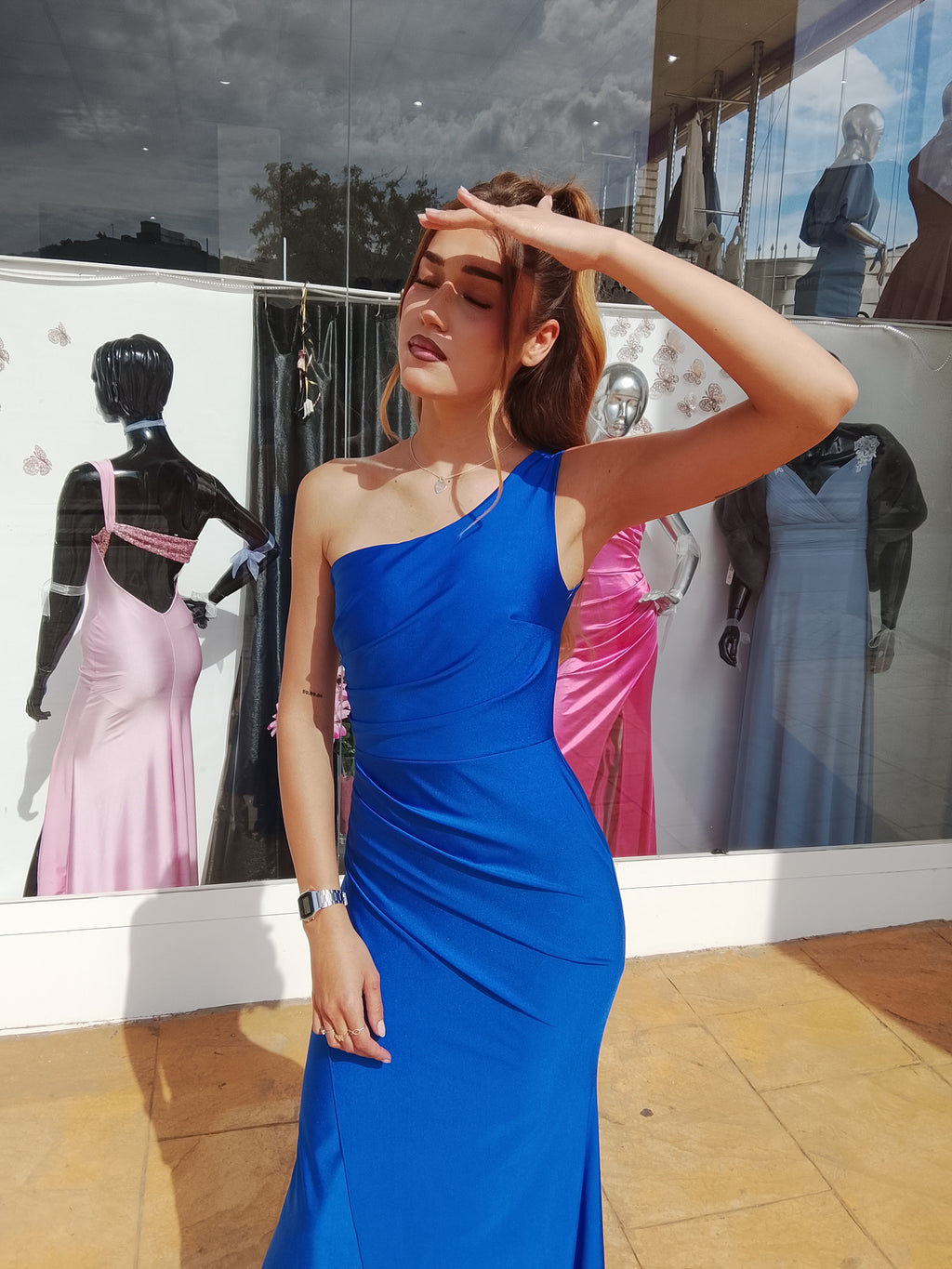 Vestido largo Minerva azulón