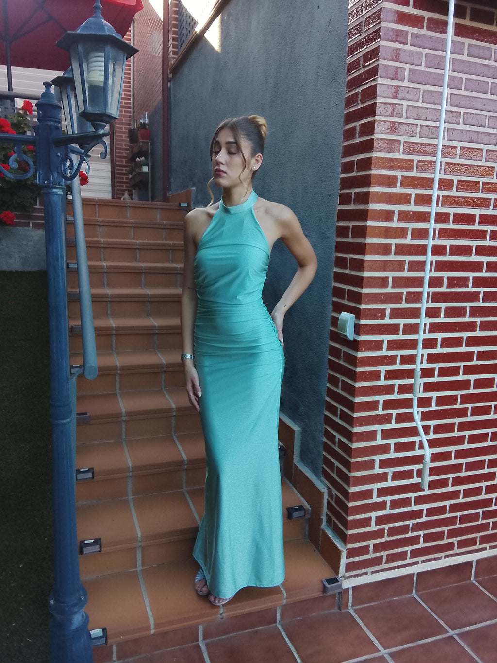 Vestido largo Uxía  Menta