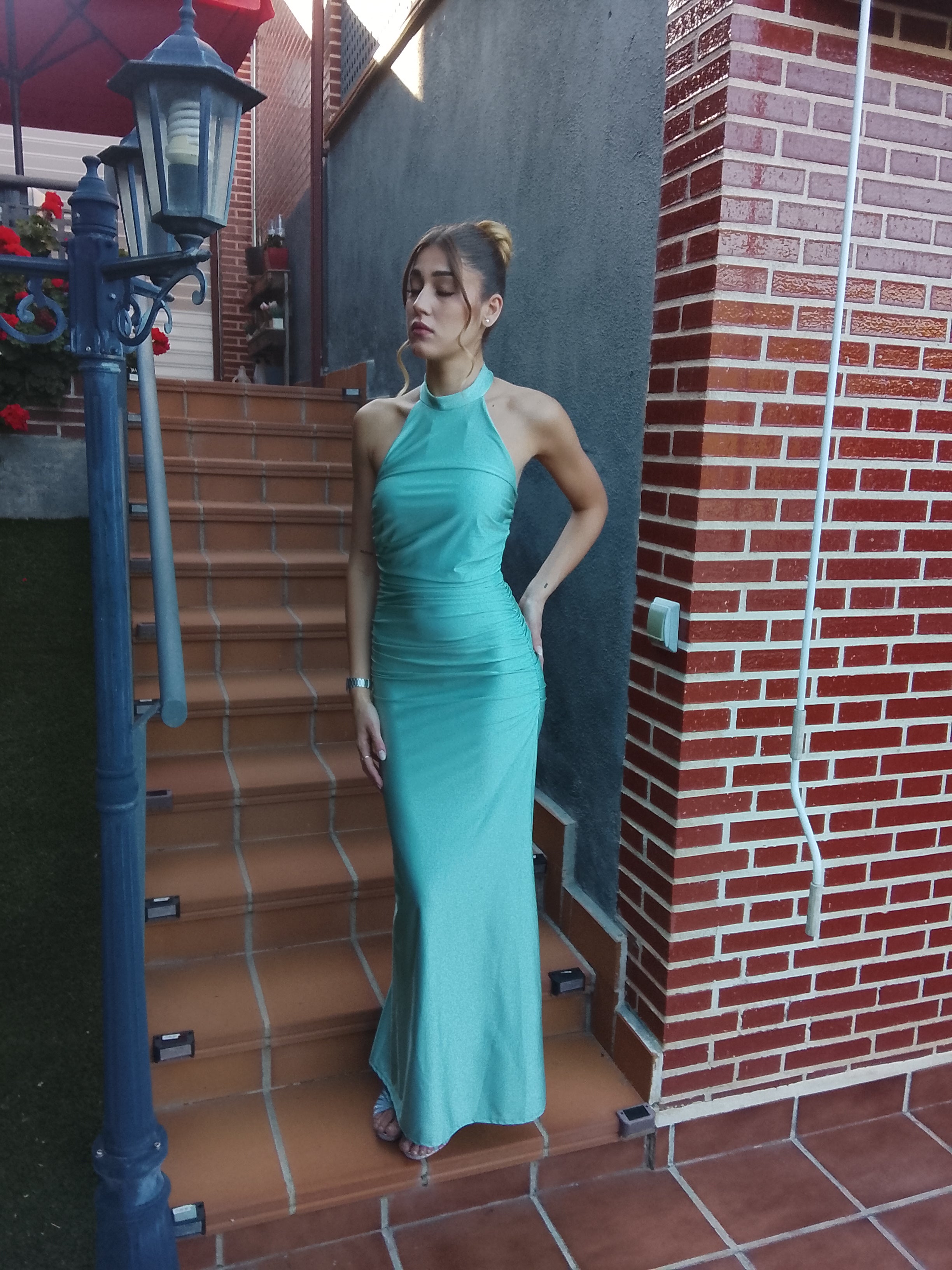 Vestido largo Uxía  Menta