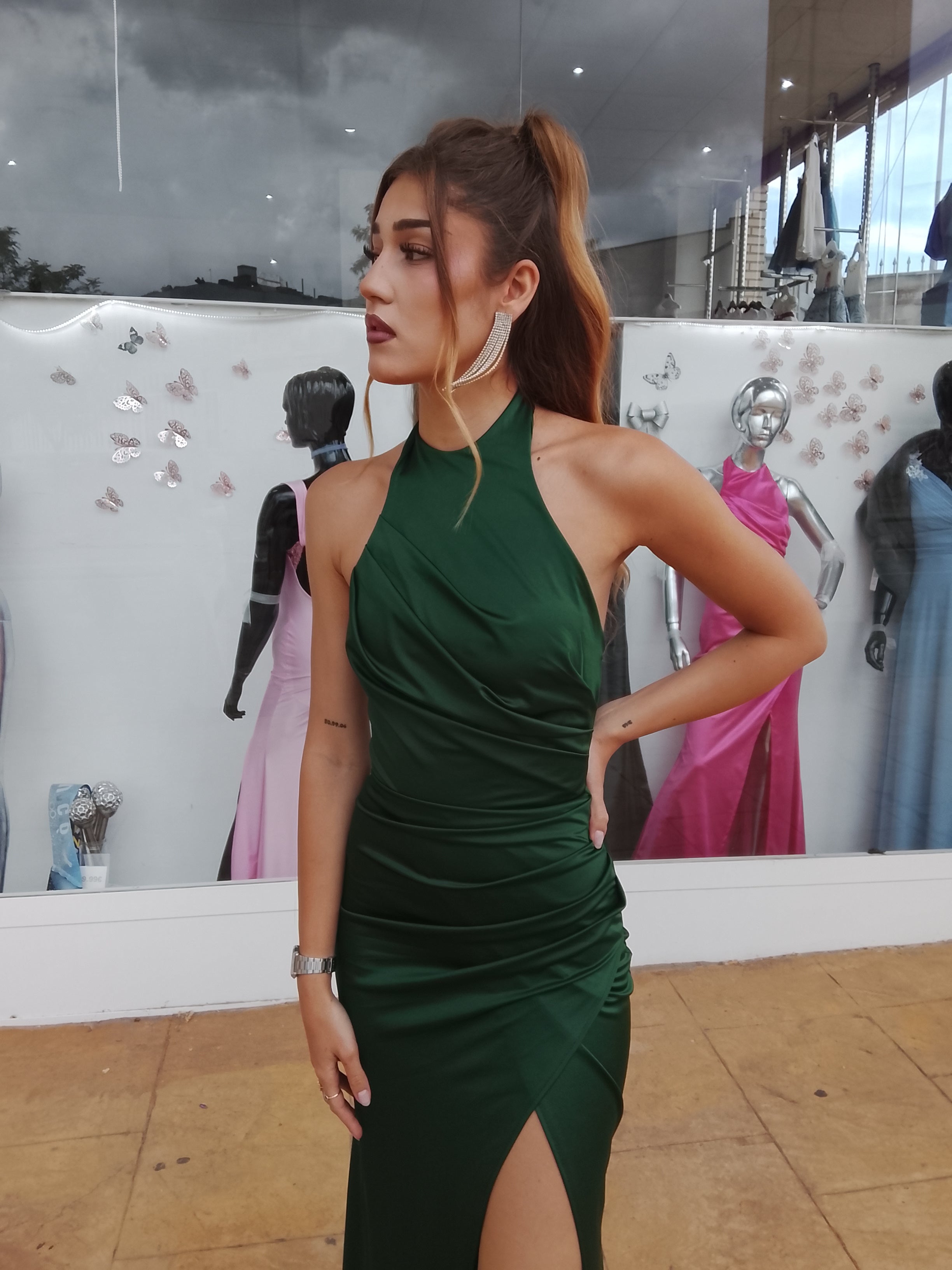 Vestido largo Kareins licra Botella