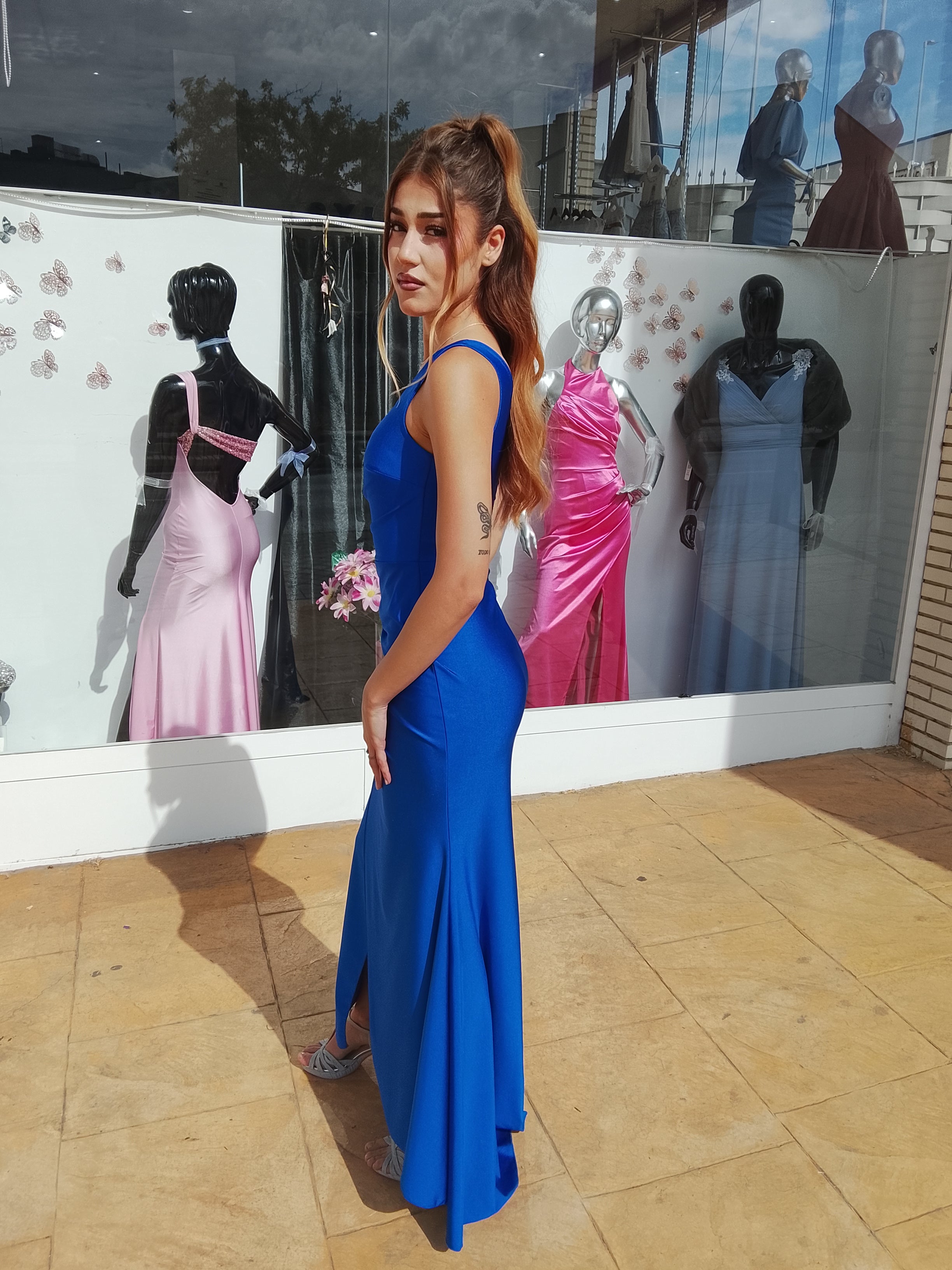 Vestido largo Minerva azulón