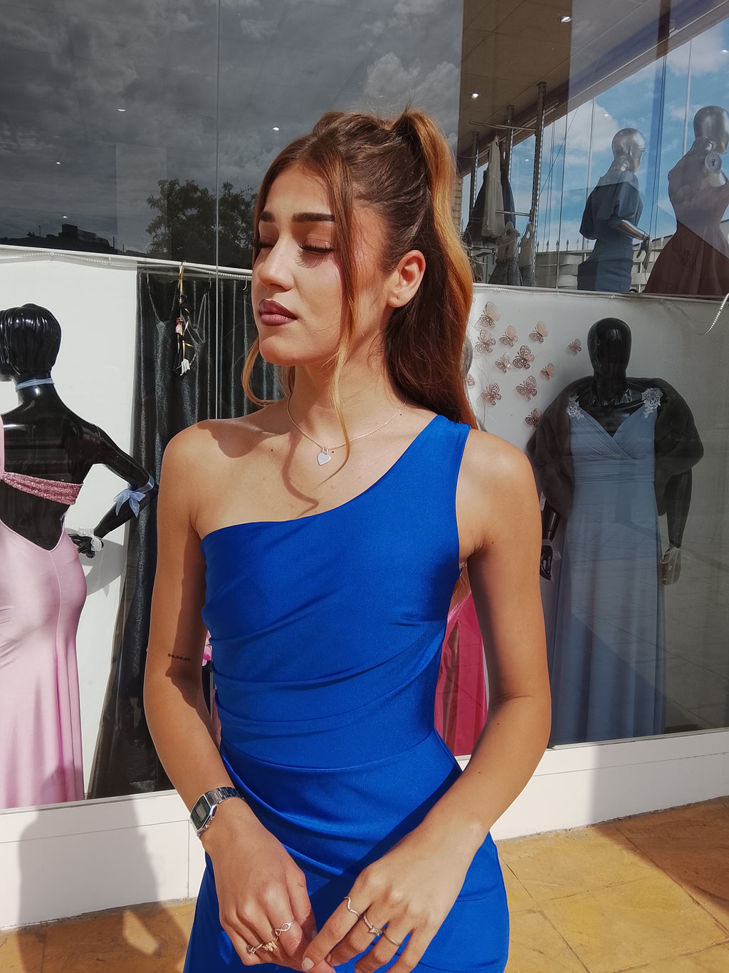 Vestido largo Minerva azulón