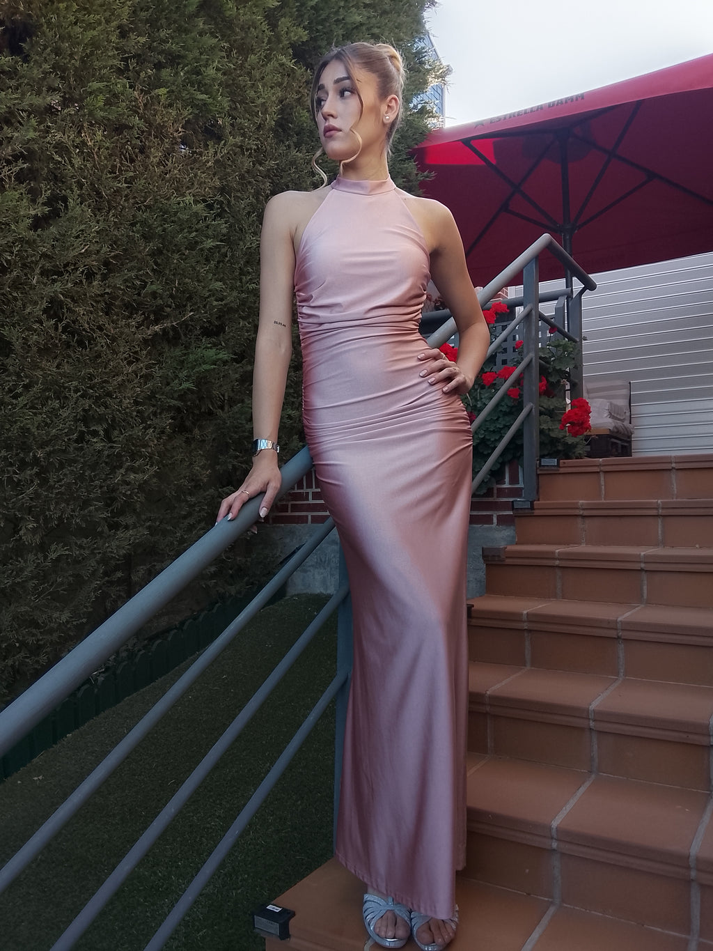 Vestido largo Uxía Rosa