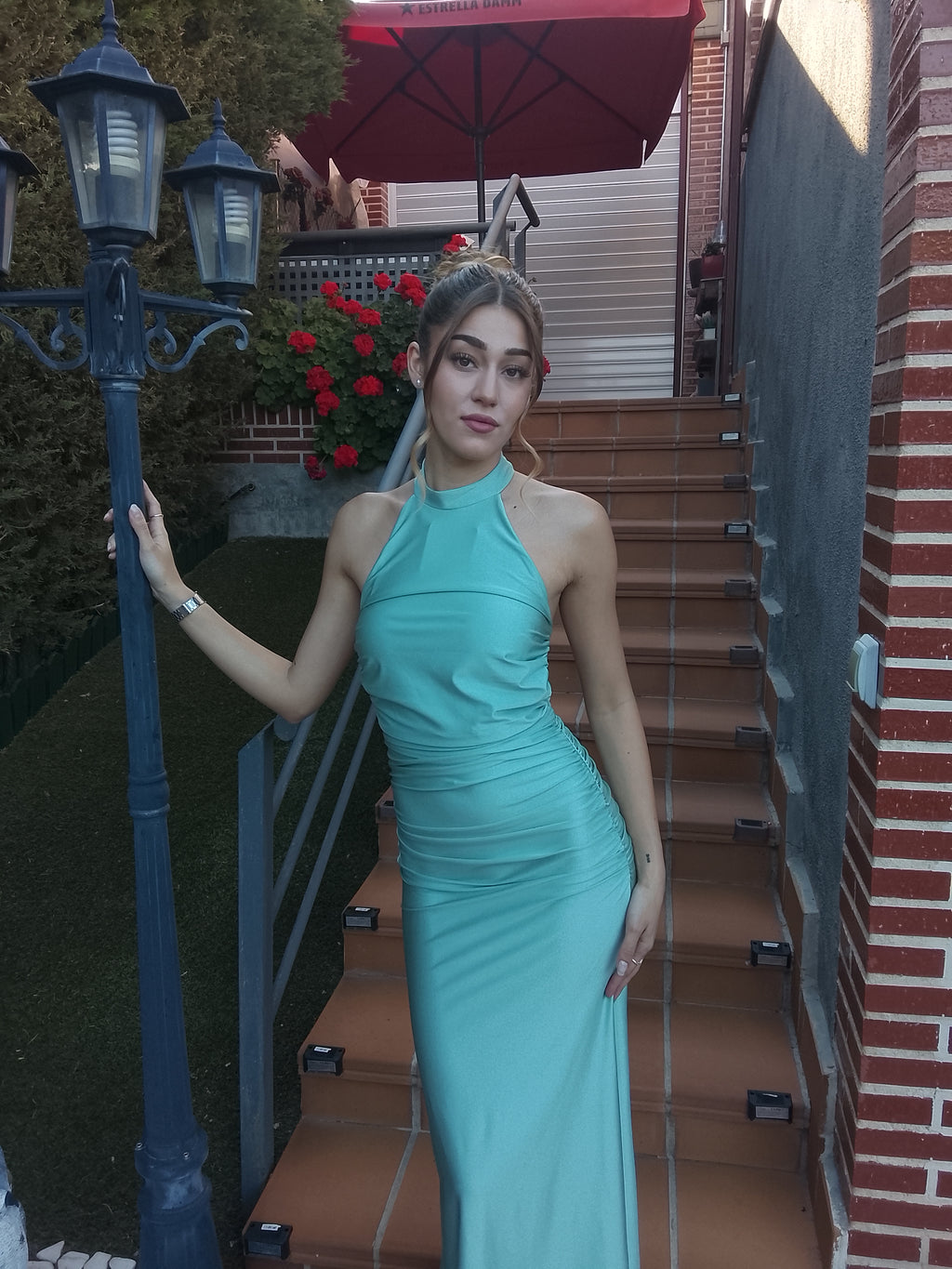 Vestido largo Uxía  Menta