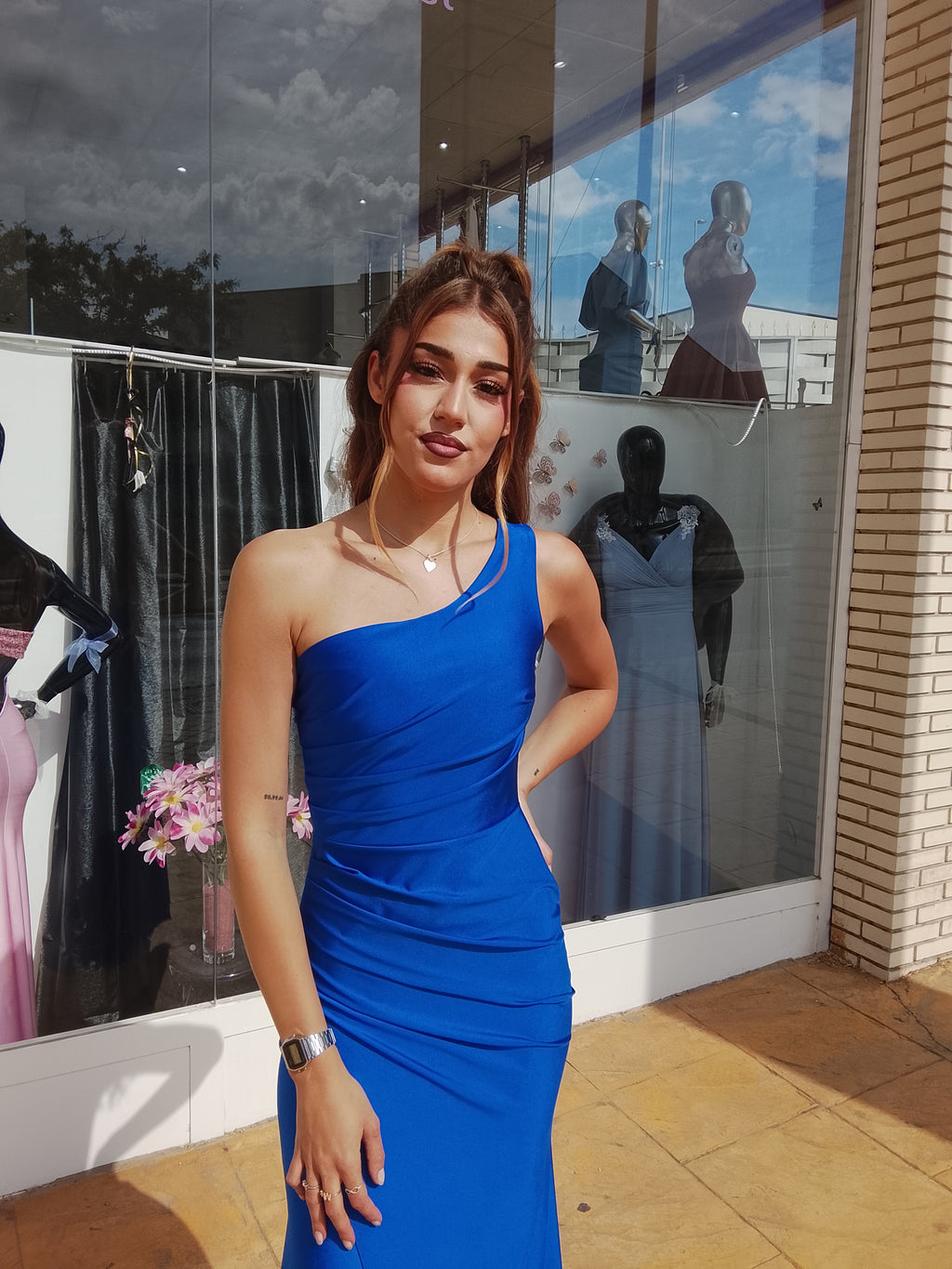 Vestido largo Minerva azulón