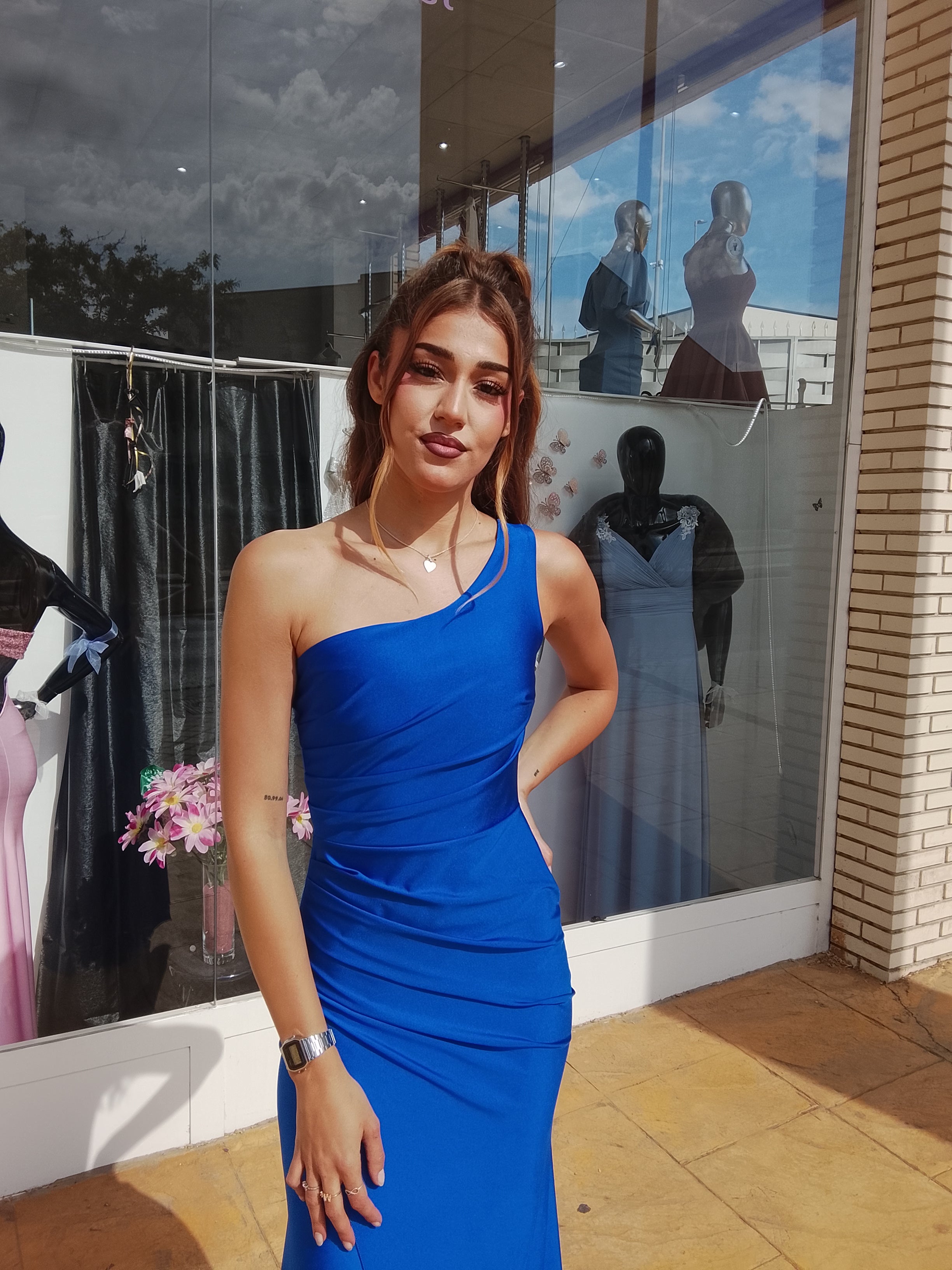 Vestido largo Minerva azulón