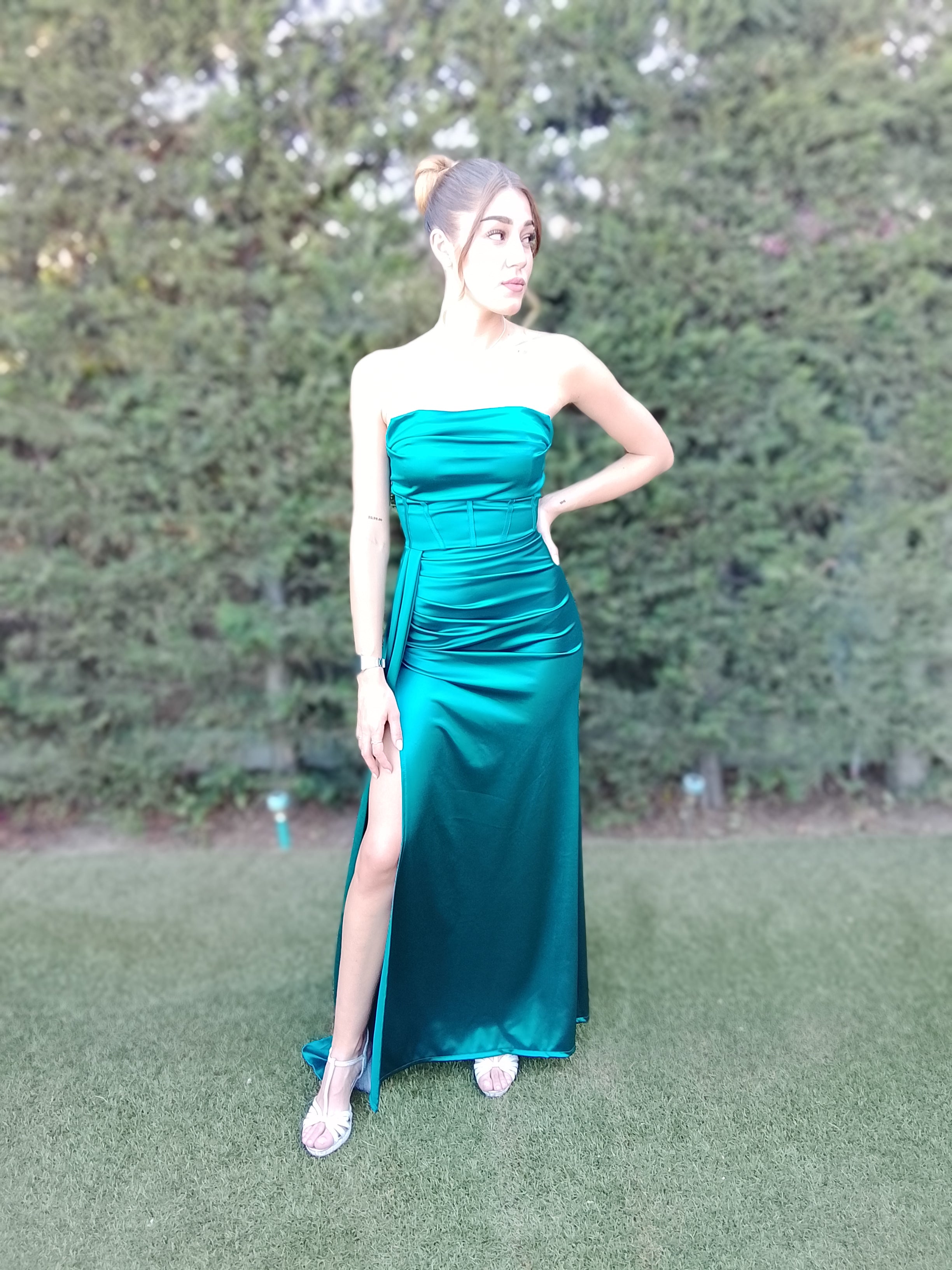 Vestido largo Dafne petróleo