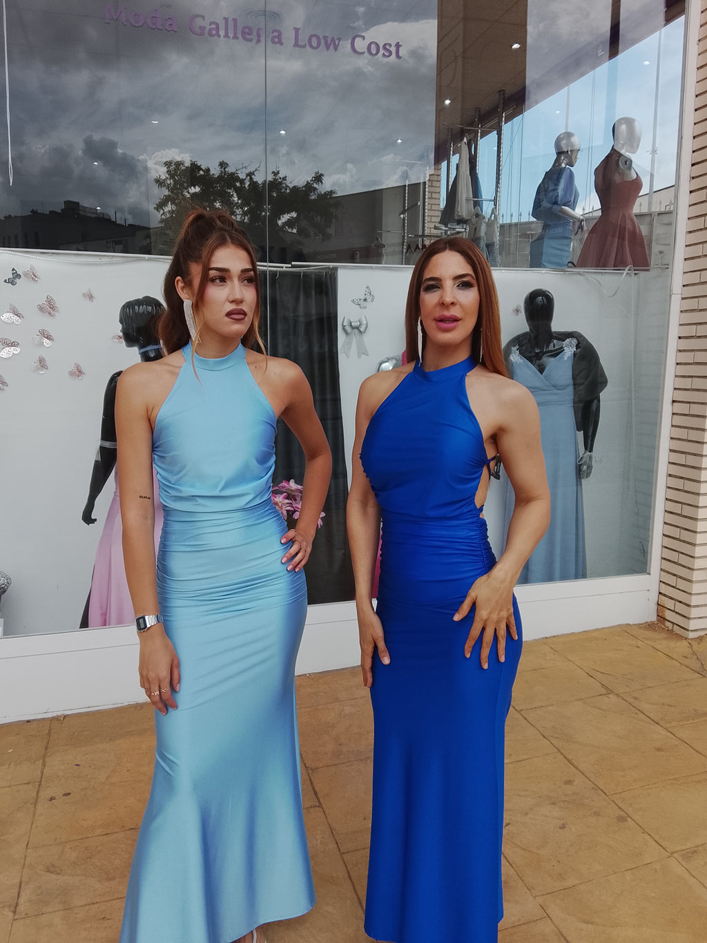 Vestido largo Uxía celeste