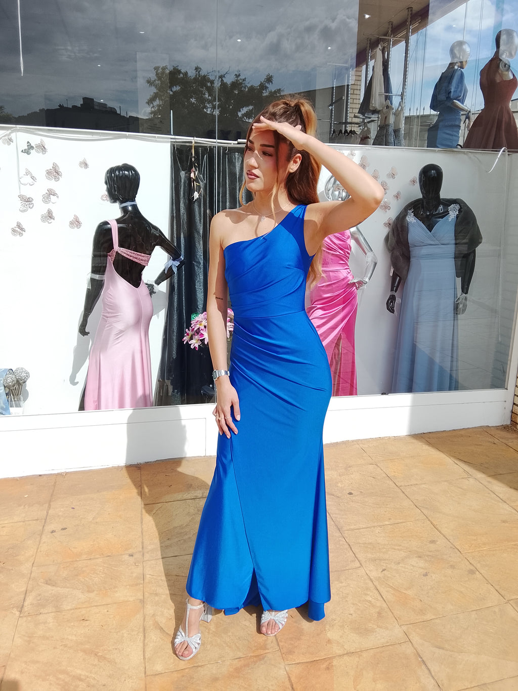 Vestido largo Minerva azulón