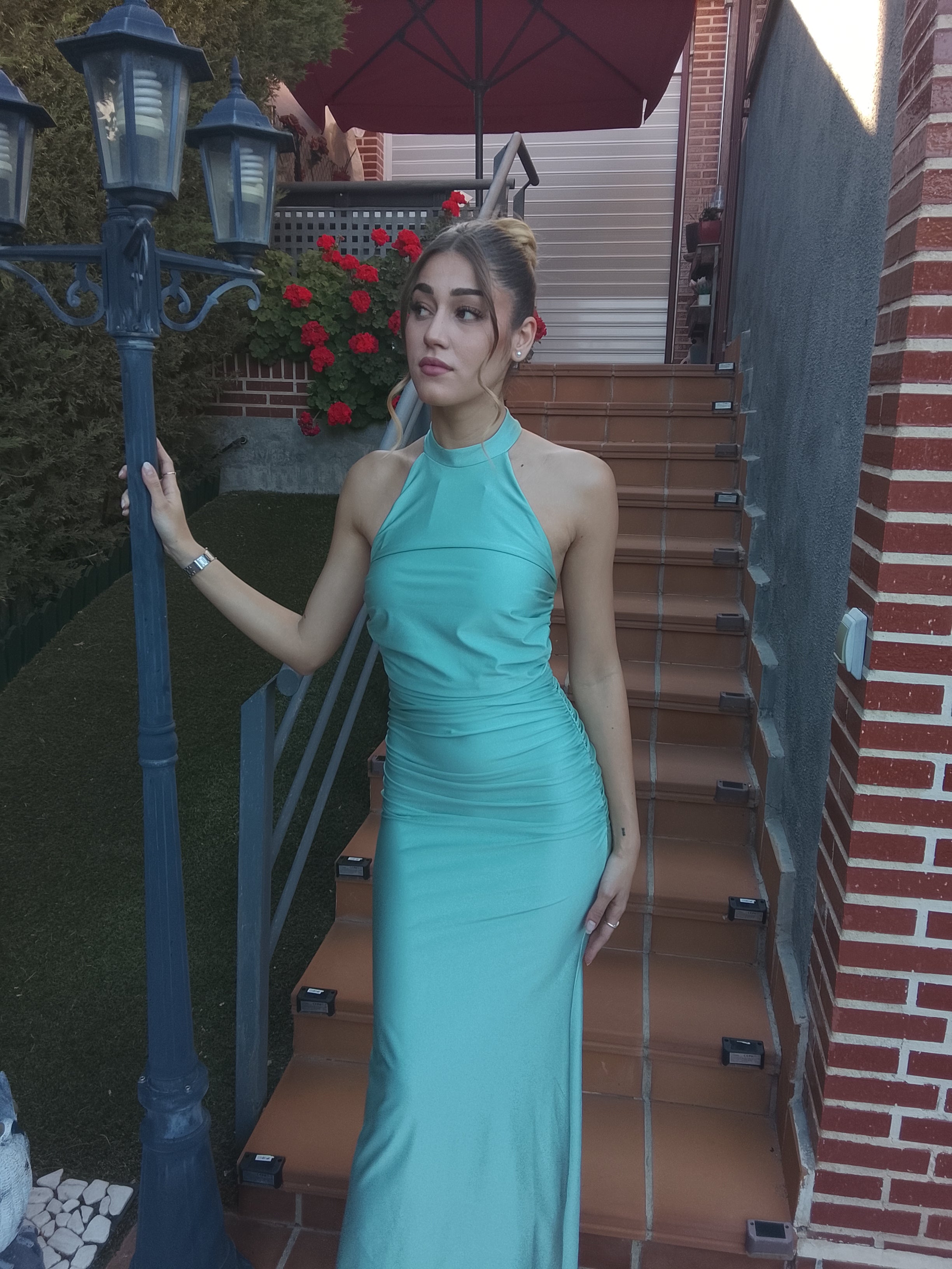Vestido largo Uxía  Menta