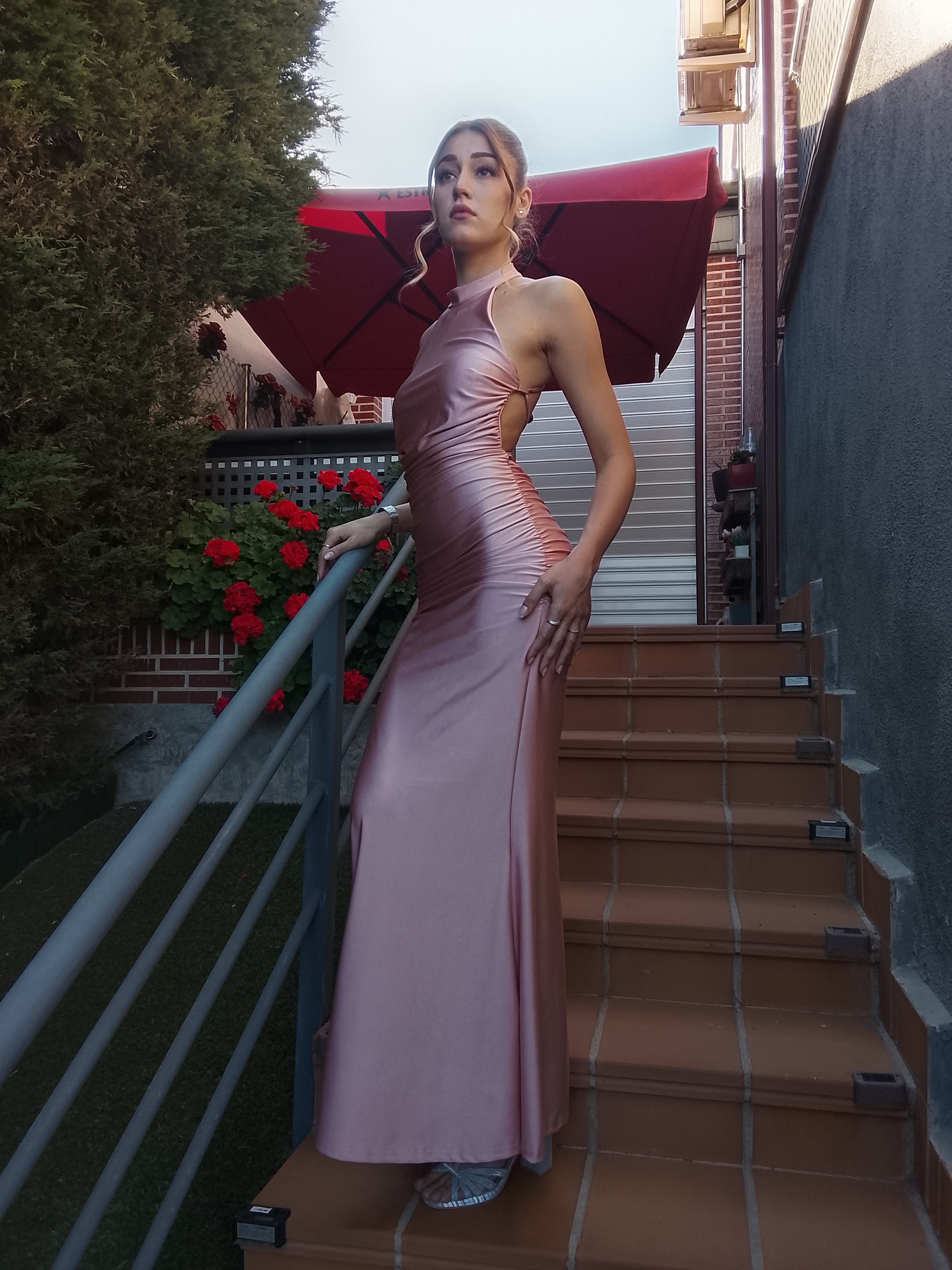 Vestido largo Uxía Rosa