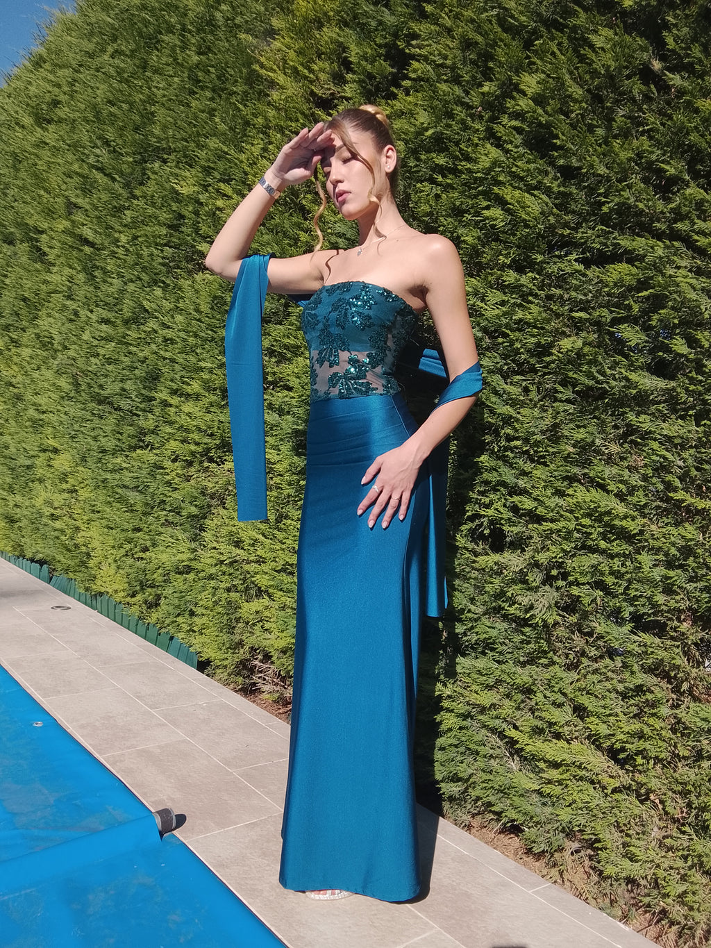 Vestido largo Sicilia celeste y + colores