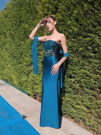 Vestido largo Sicilia petróleo