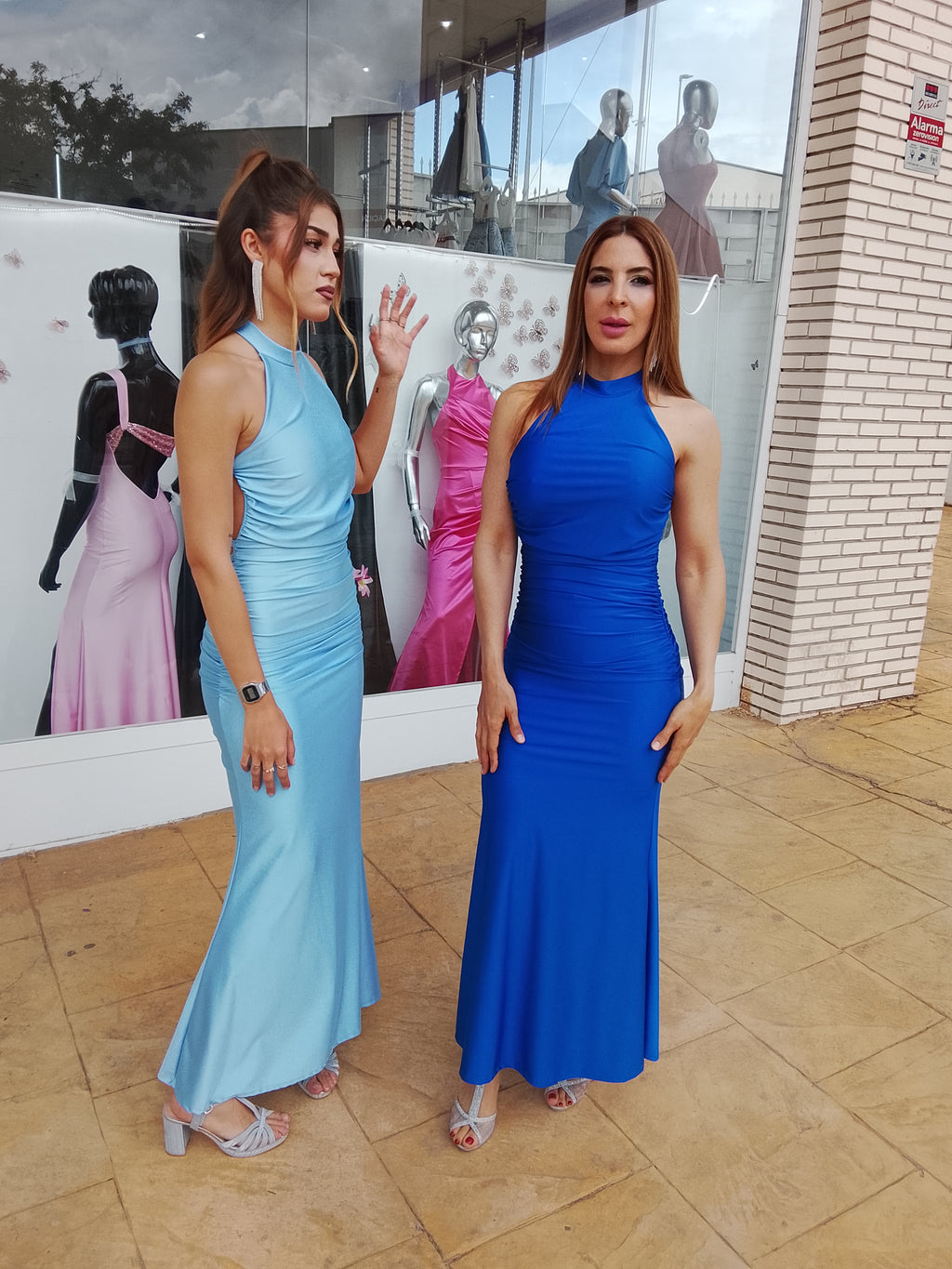 Vestido largo Uxía celeste