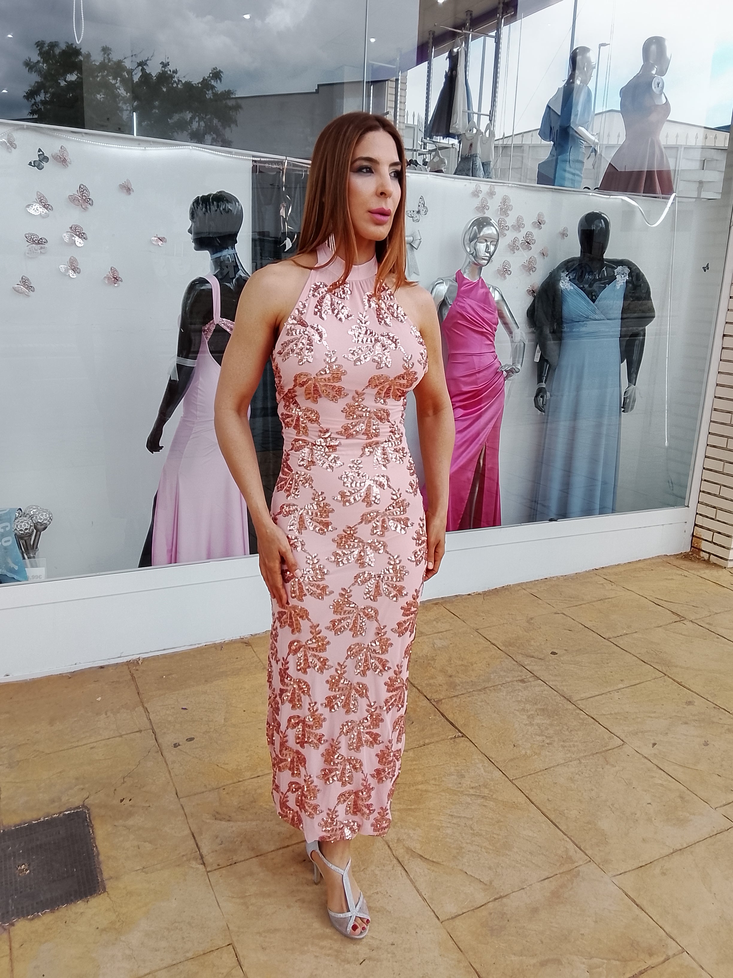 Vestido largo Agatha rosa
