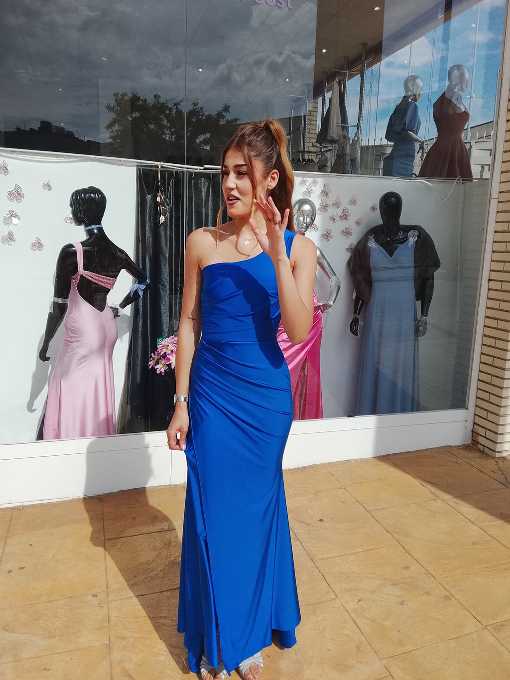 Vestido largo Minerva azulón