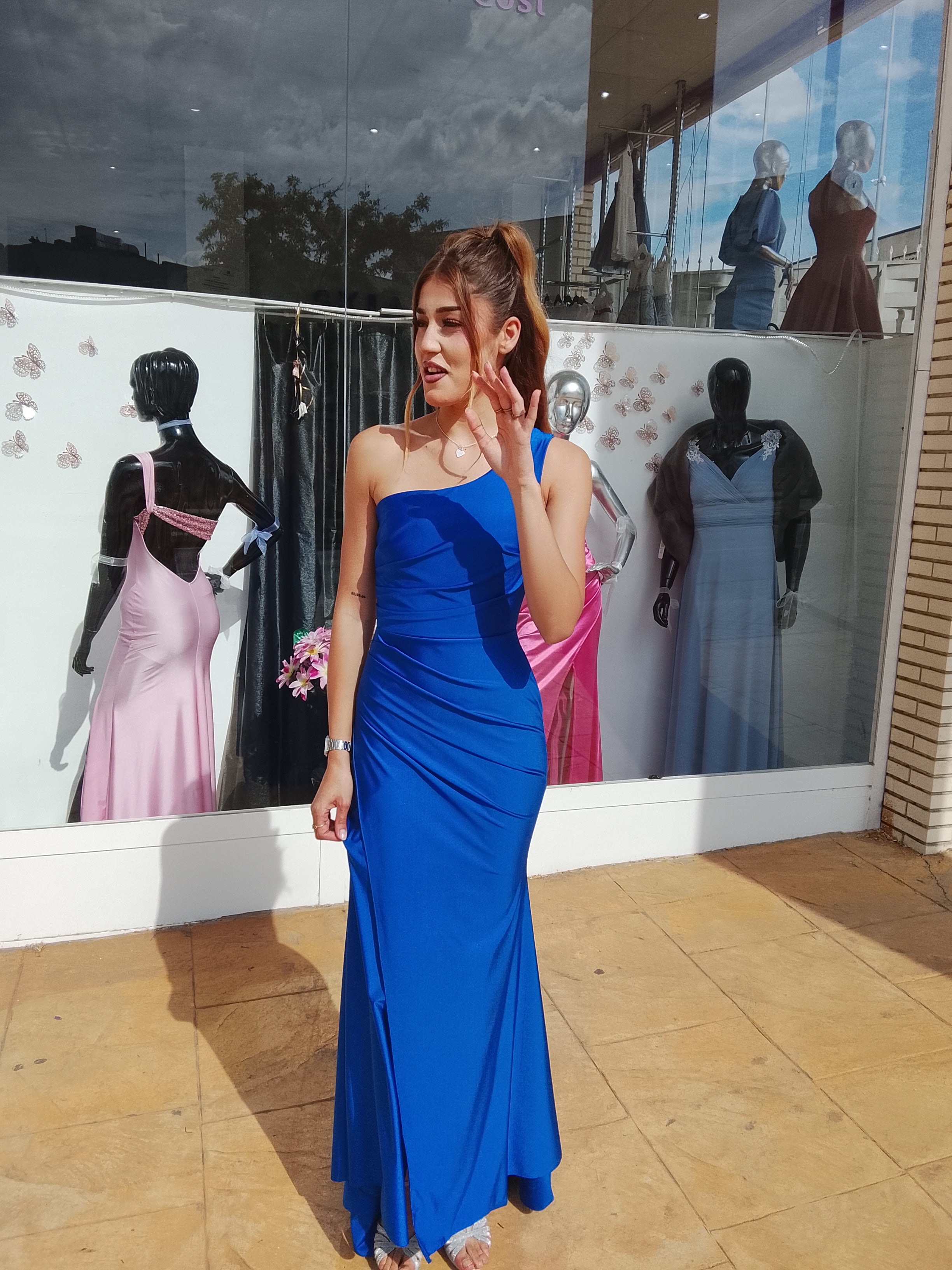 Vestido largo Minerva azulón