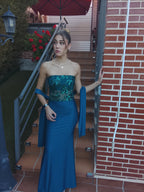 Vestido largo Sicilia petróleo