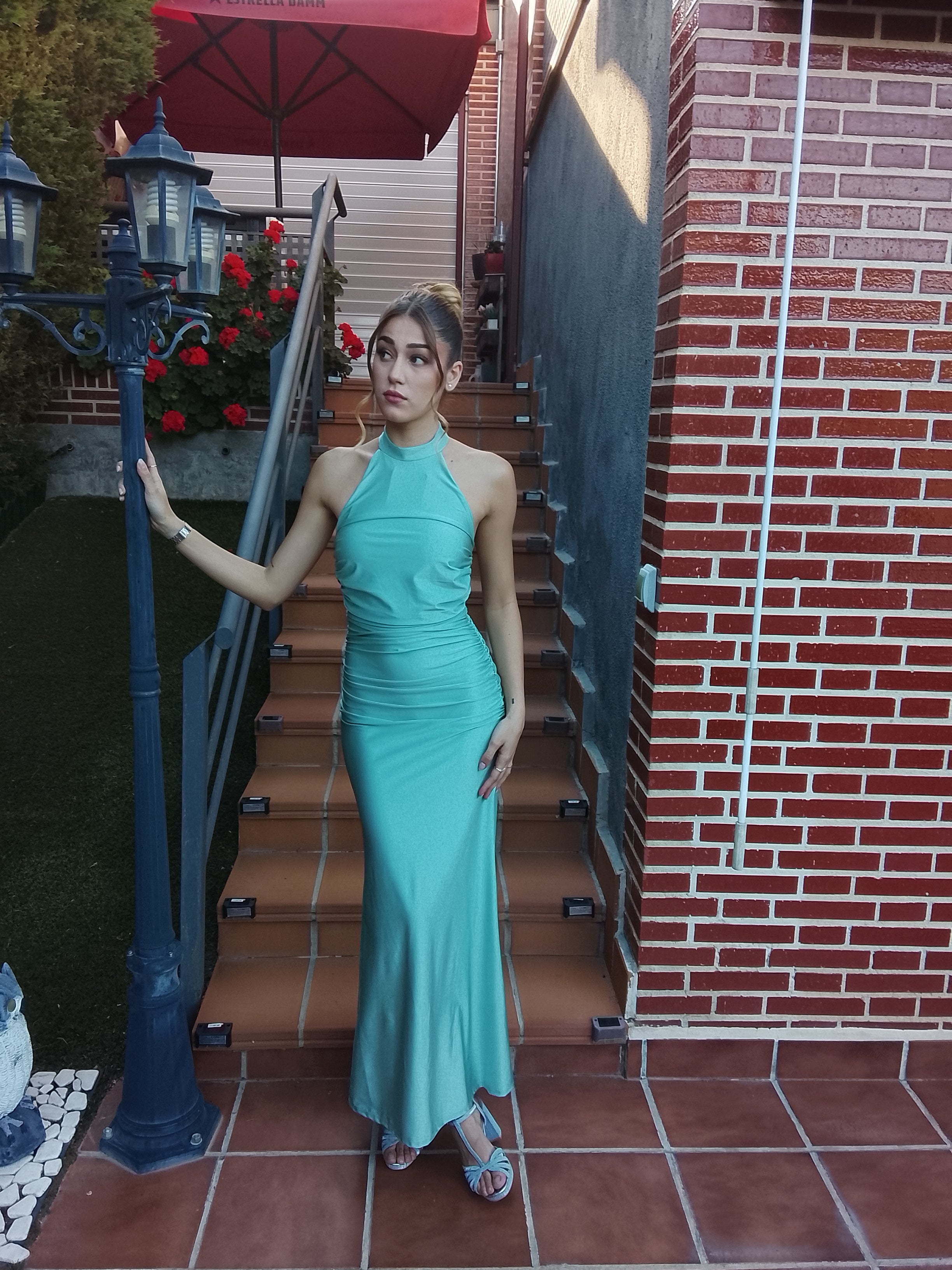 Vestido largo Uxía  Menta
